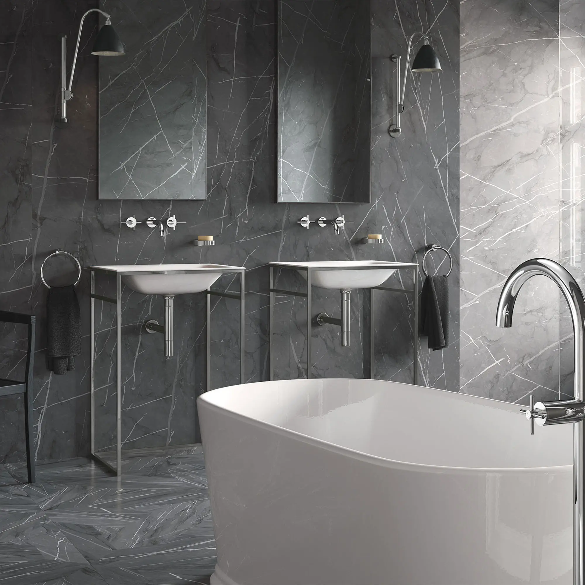 2-Handle 3-Hole Wall Mount Vessel Bathroom Faucet - 1.2 GPM - Image 5