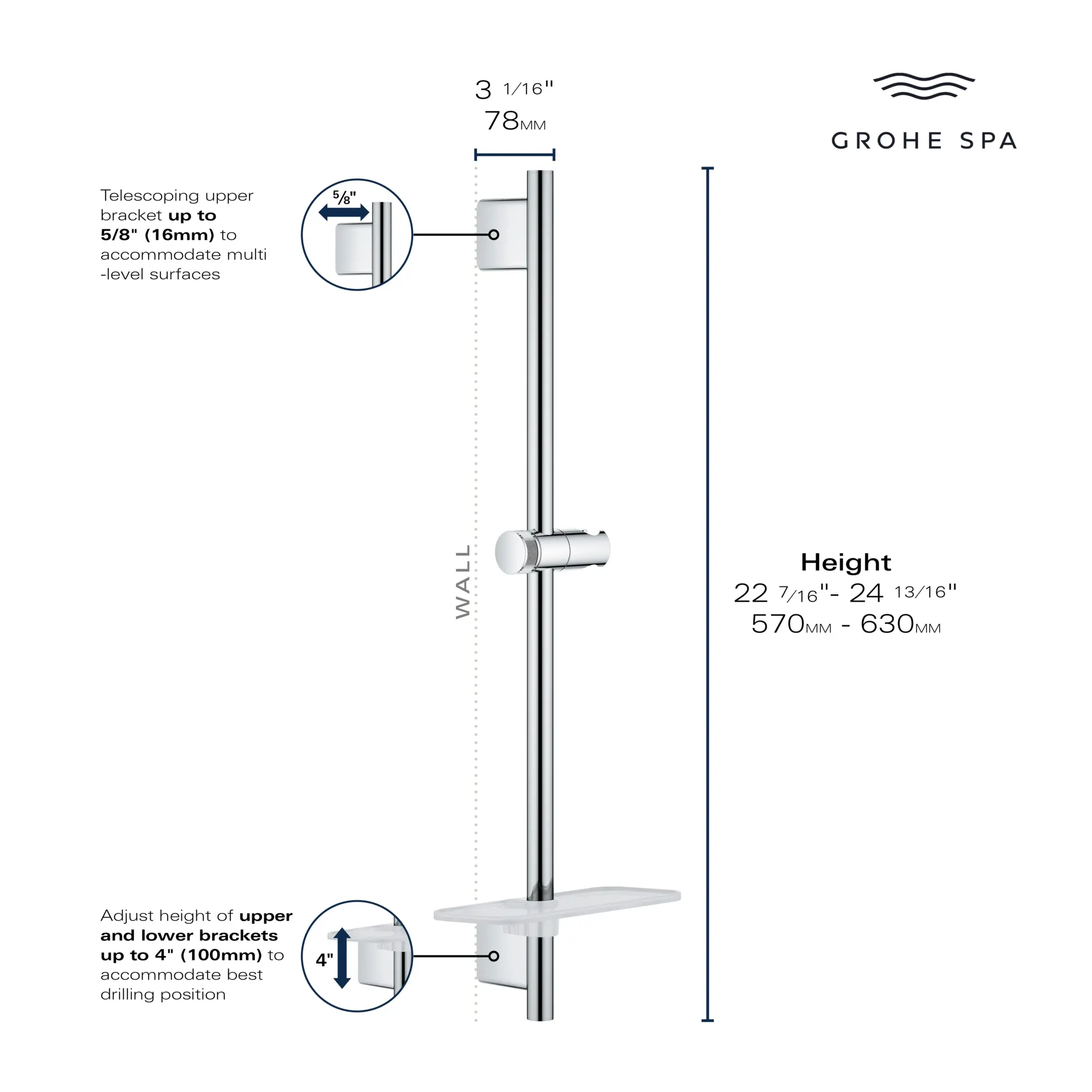 Rainshower SmartActive 24" Shower Rail - Image 5