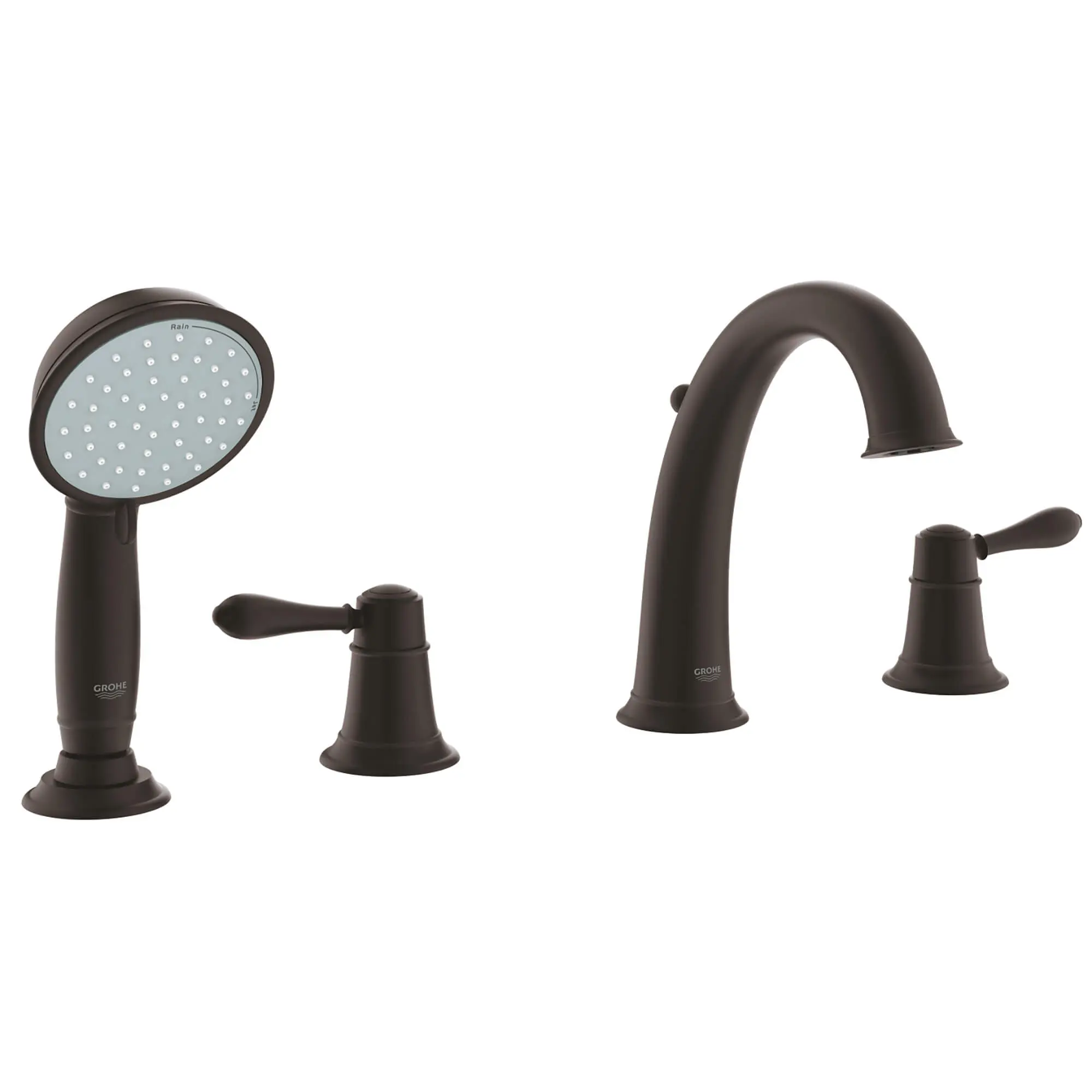 4-Hole 2-Handle Deck Mount Roman Tub Faucet with 2.0 GPM Hand Shower - Image 4