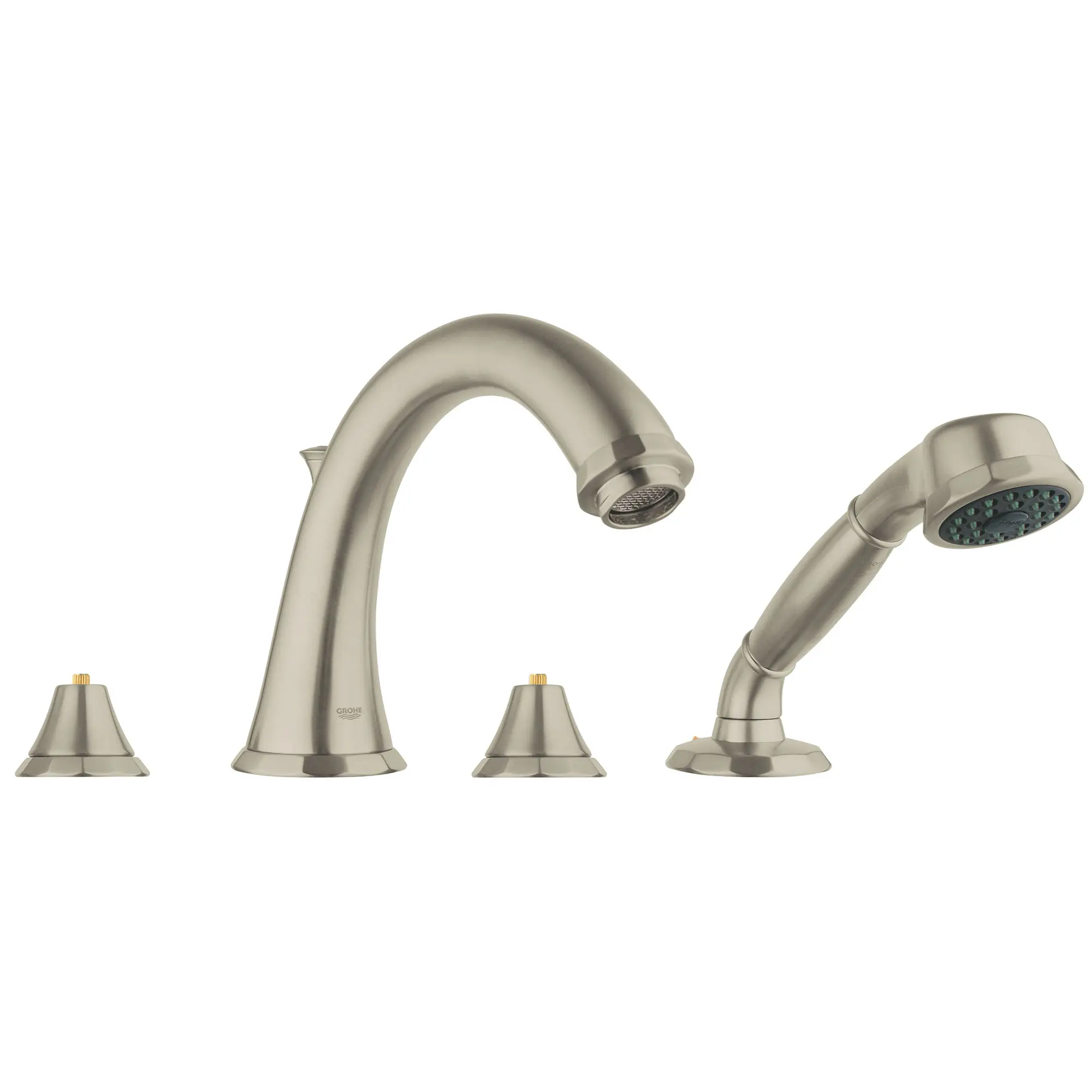 4-Hole 2-Handle Deck Mount Roman Tub Faucet with 2.5 GPM Hand Shower - Image 2
