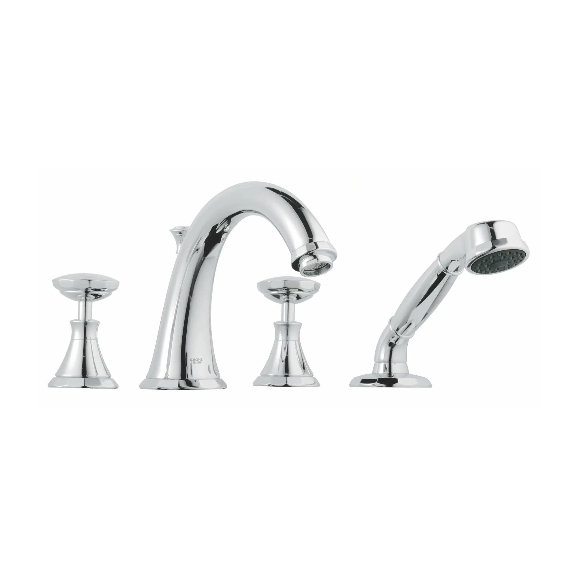 4-Hole 2-Handle Deck Mount Roman Tub Faucet with 2.5 GPM Hand Shower - Image 3