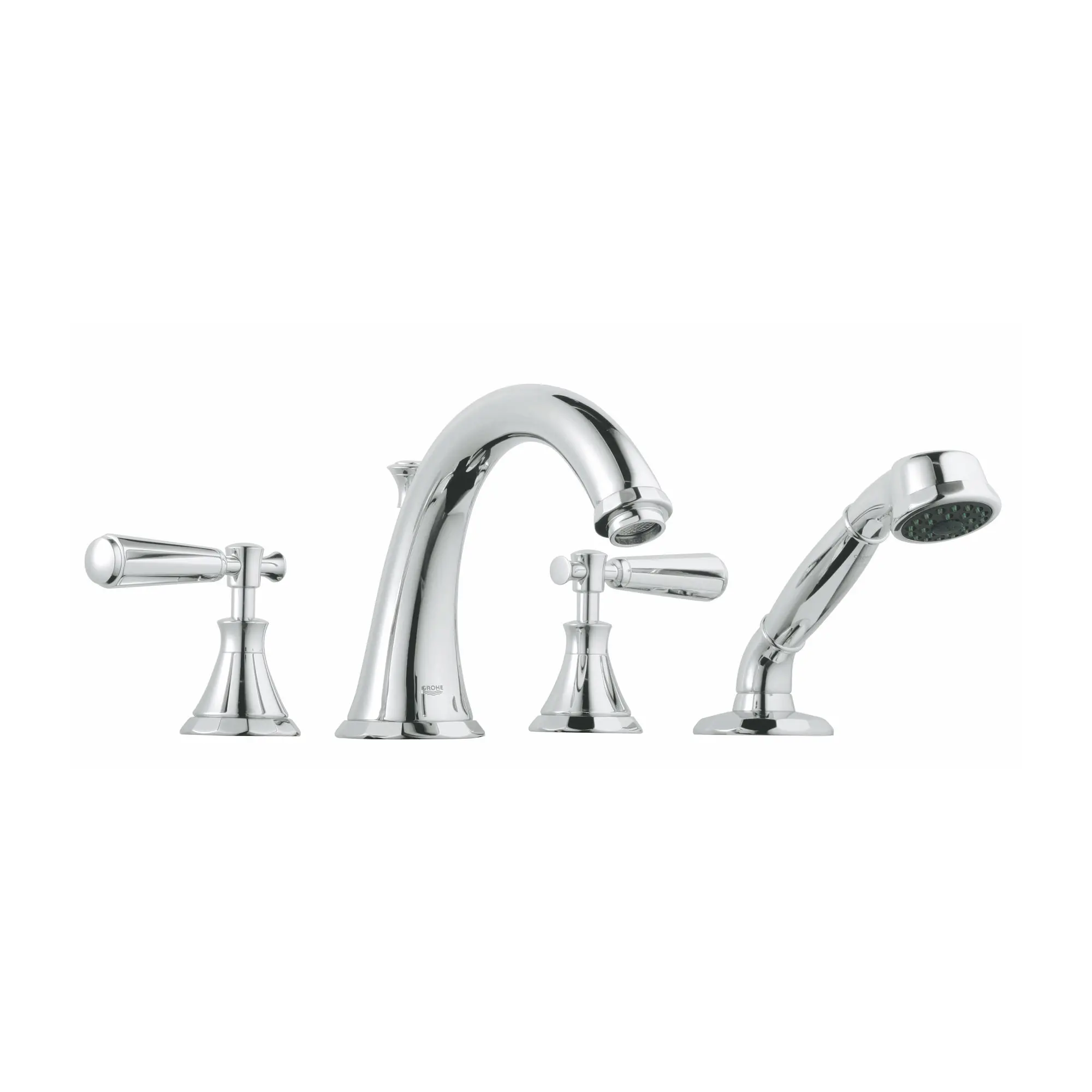 4-Hole 2-Handle Deck Mount Roman Tub Faucet with 2.5 GPM Hand Shower - Image 4