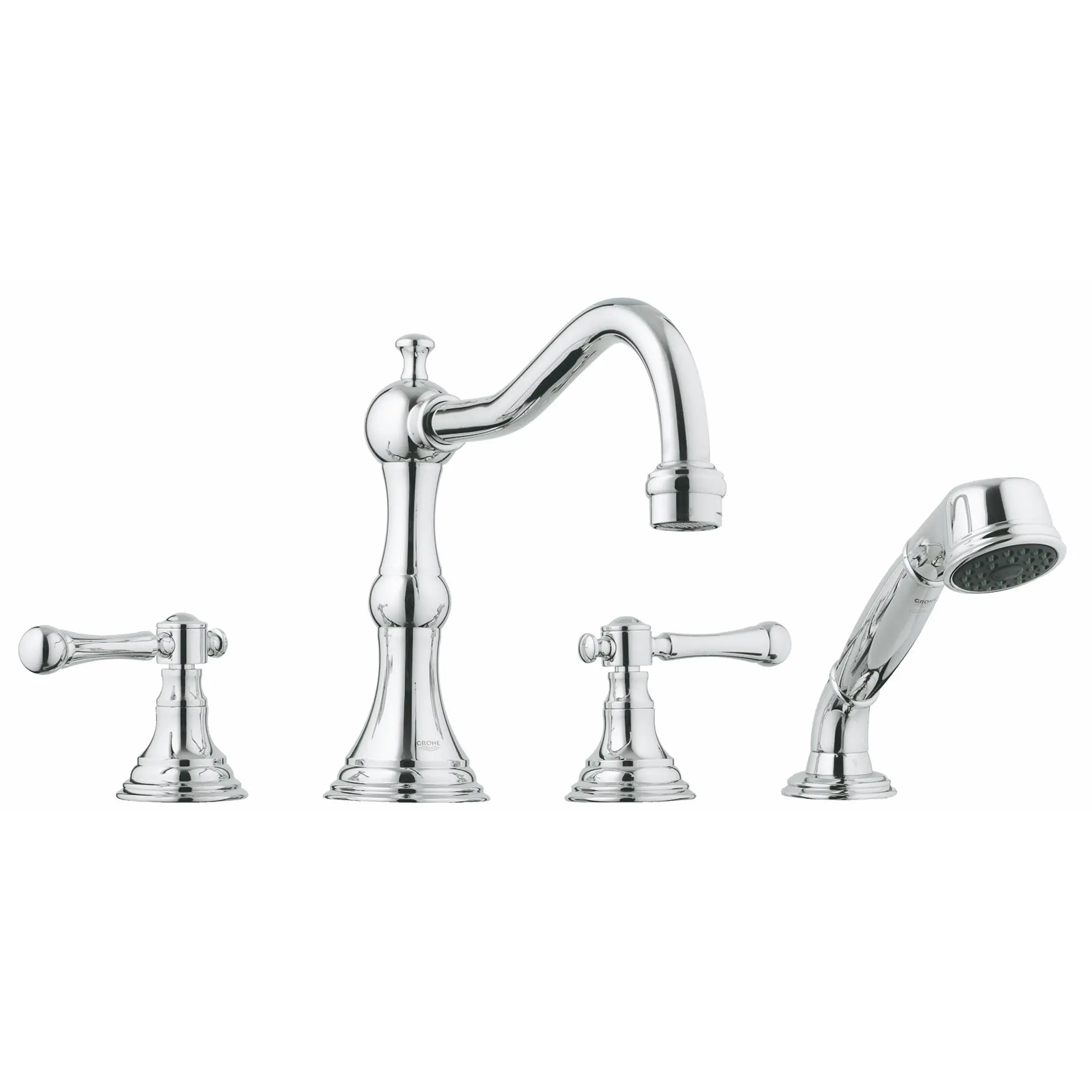 4-Hole 2-Handle Deck Mount Roman Tub Faucet with 2.5 GPM Hand Shower - Image 4