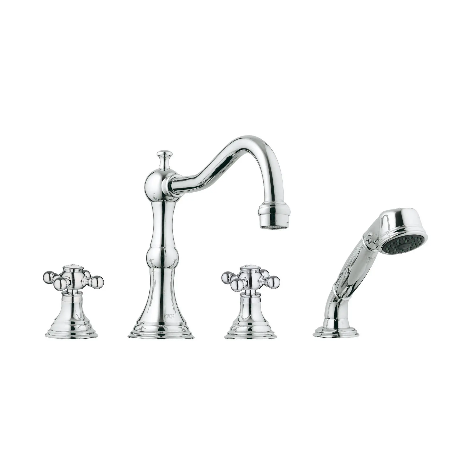 4-Hole 2-Handle Deck Mount Roman Tub Faucet with 2.5 GPM Hand Shower - Image 5