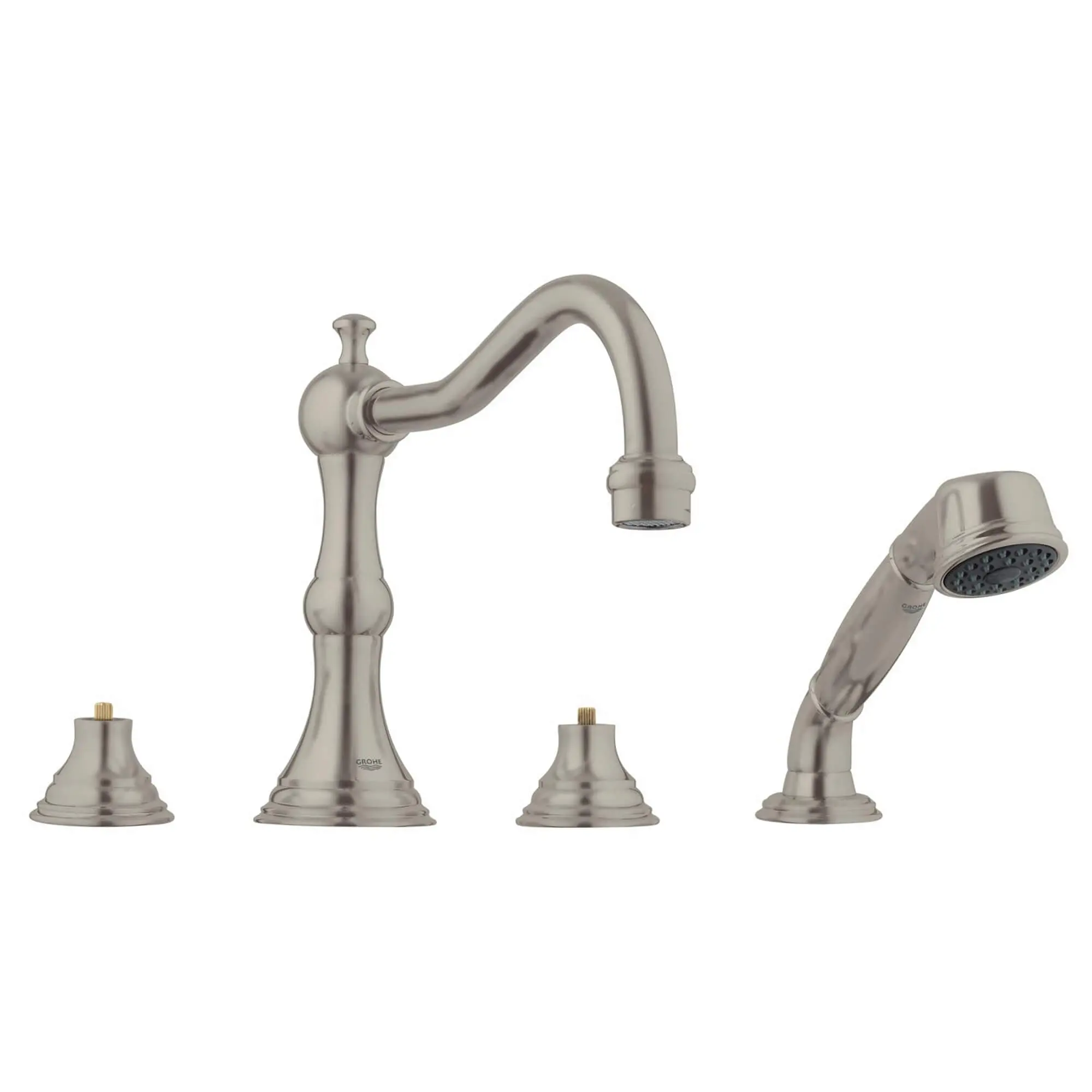 4-Hole 2-Handle Deck Mount Roman Tub Faucet with 2.5 GPM Hand Shower - Image 6