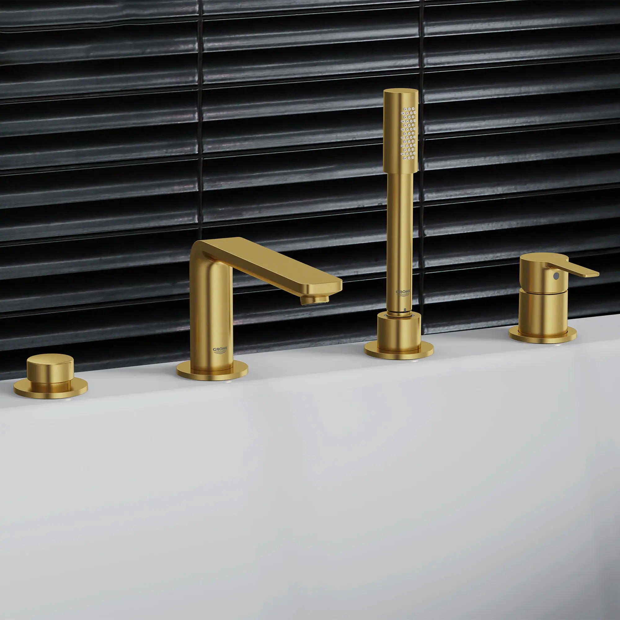 4-Hole Single-Handle Deck Mount Roman Tub Faucet with 1.75 GPM (6.6 L/min) Hand Shower - Image 37