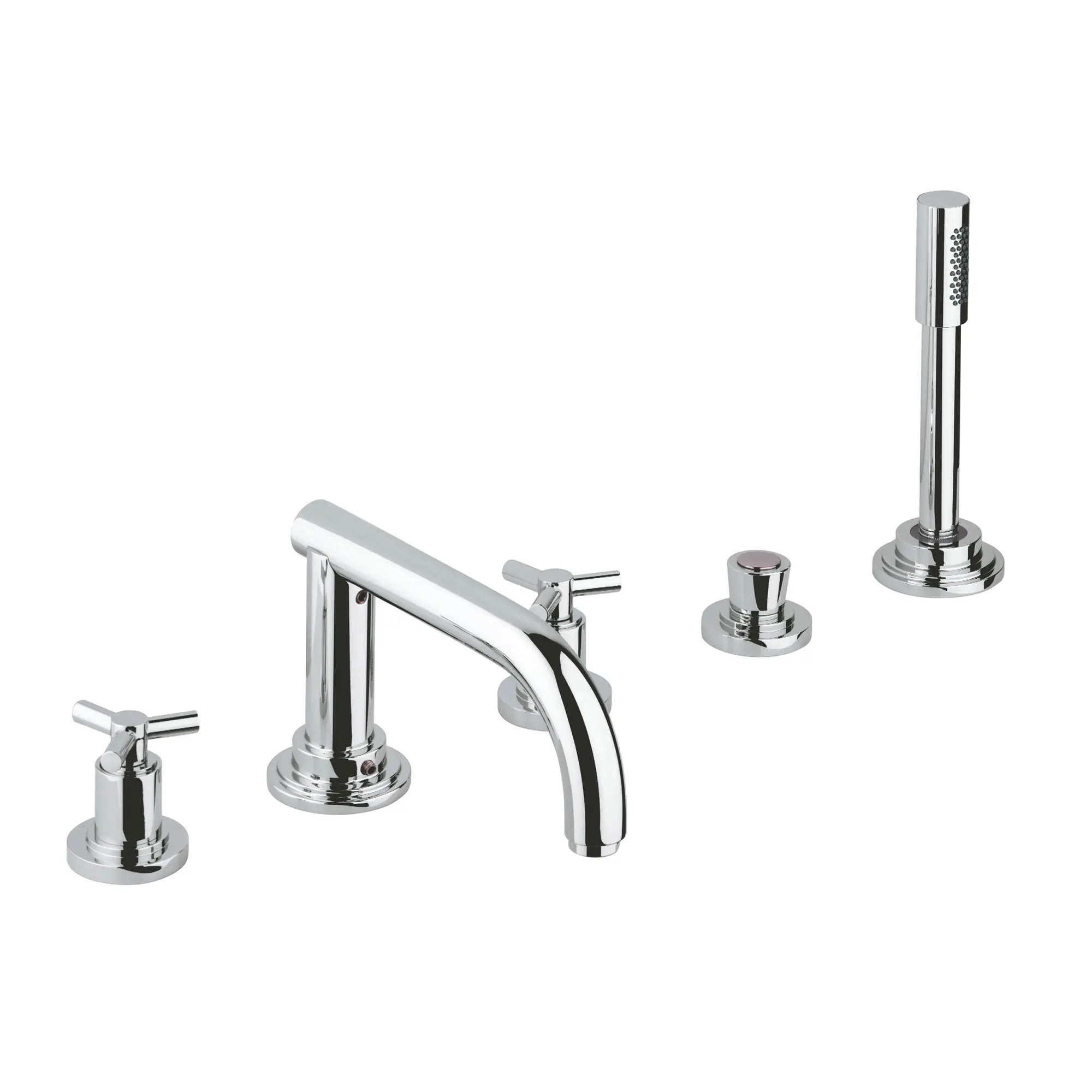 5-Hole 2-Handle Deck Mount Roman Tub Faucet with 1.75 GPM Hand Shower - Image 3