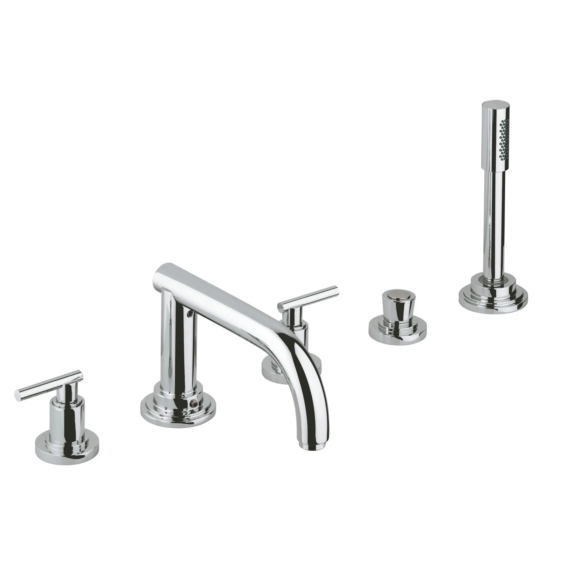 5-Hole 2-Handle Deck Mount Roman Tub Faucet with 1.75 GPM Hand Shower - Image 4