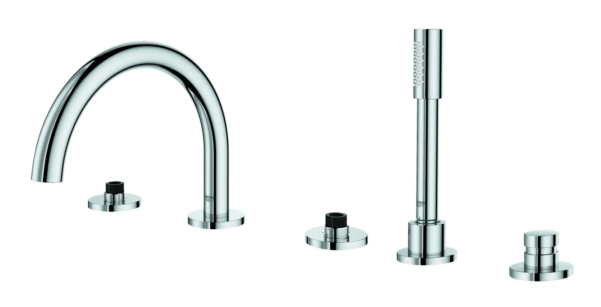 5-Hole 2-Handle Deck Mount Roman Tub Faucet with 1.75 GPM Hand Shower - Image 2