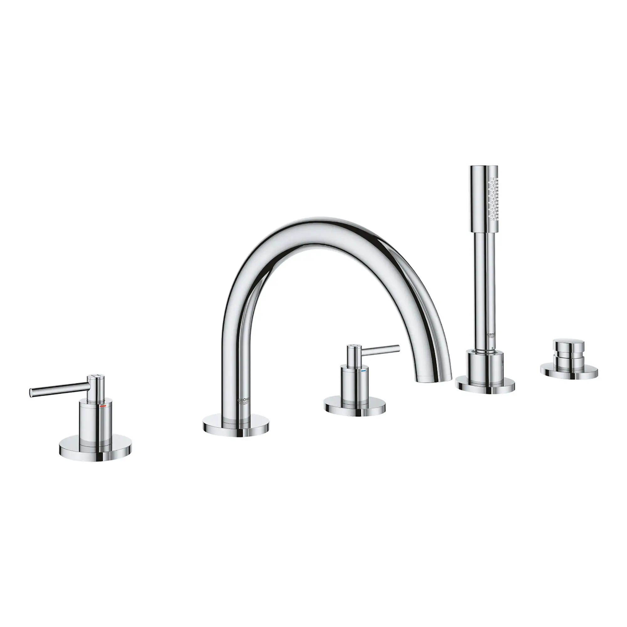 5-Hole 2-Handle Deck Mount Roman Tub Faucet with 1.75 GPM Hand Shower - Image 3
