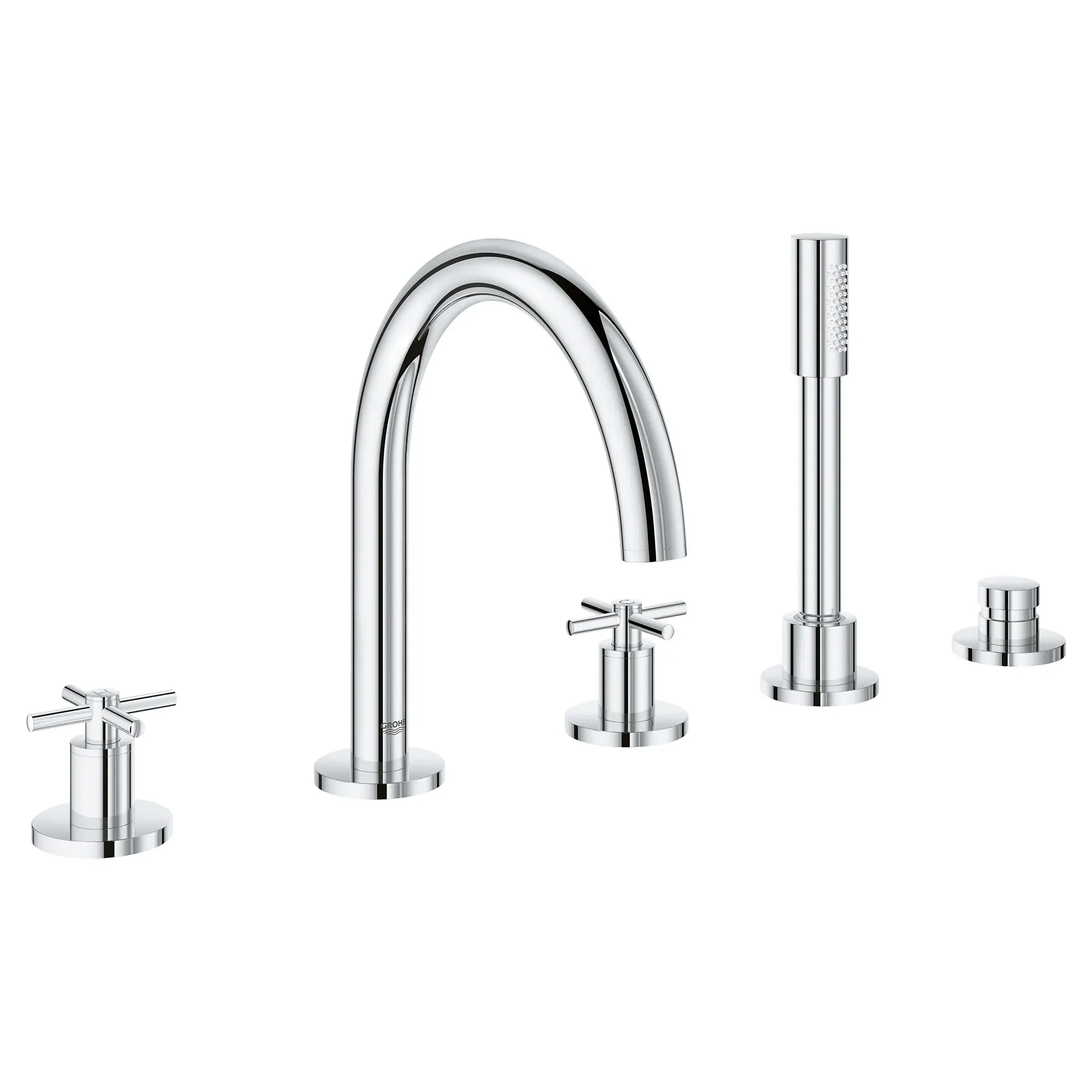 5-Hole 2-Handle Deck Mount Roman Tub Faucet with 1.75 GPM Hand Shower - Image 4