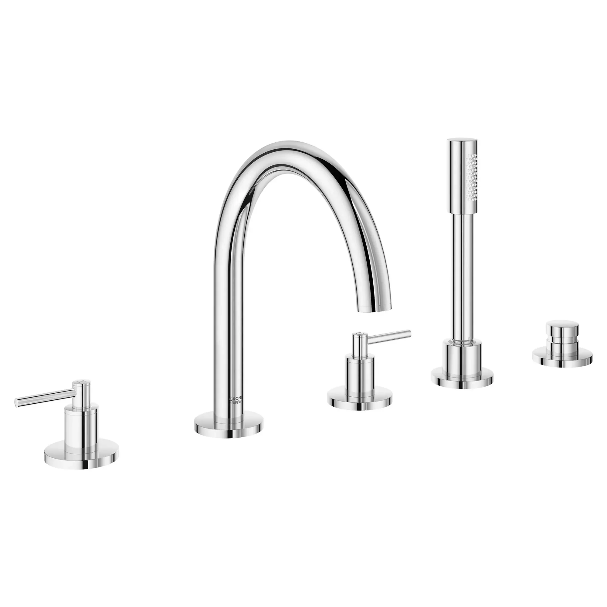 5-Hole 2-Handle Deck Mount Roman Tub Faucet with 1.75 GPM Hand Shower - Image 6