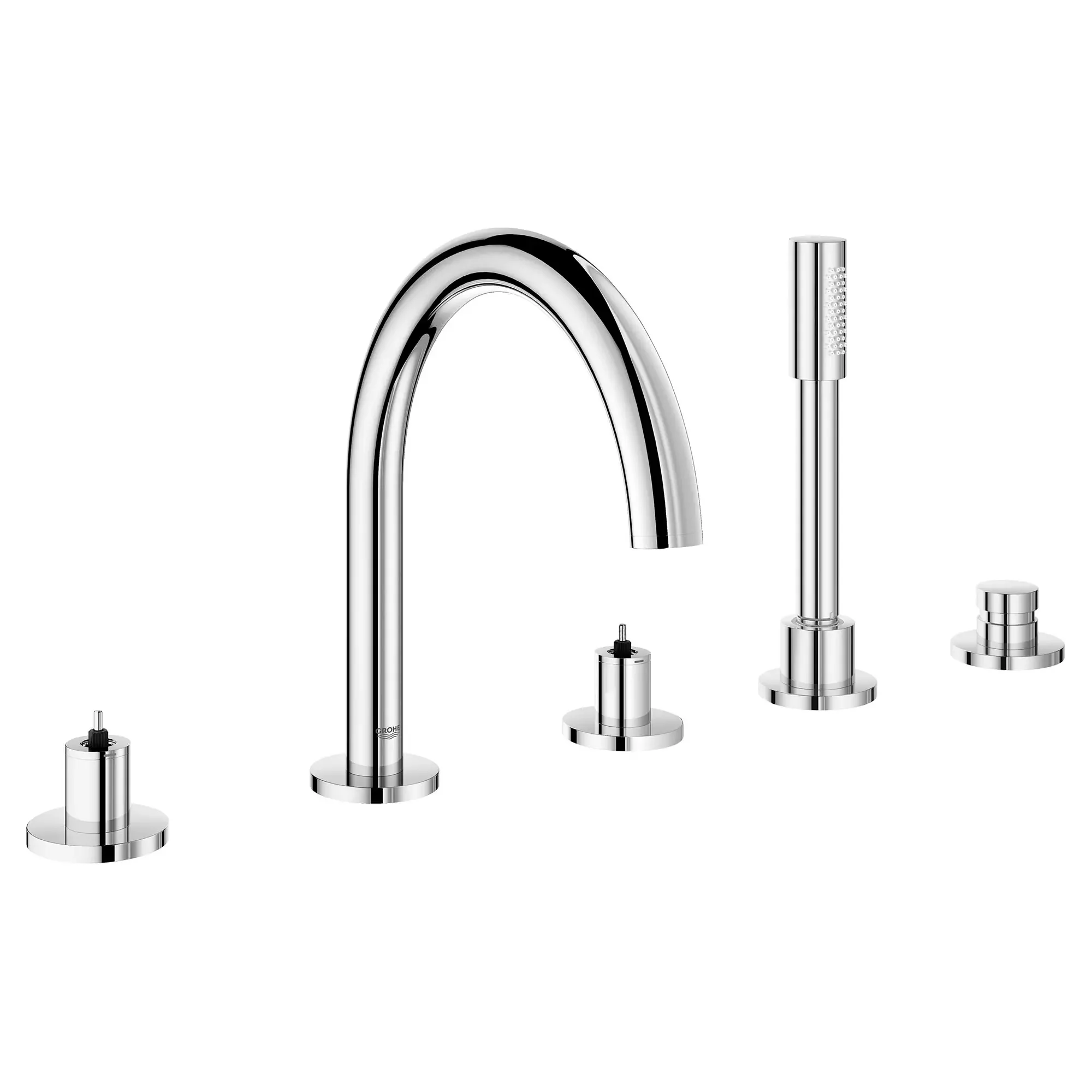 5-Hole 2-Handle Deck Mount Roman Tub Faucet with 1.75 GPM Hand Shower - Image 7