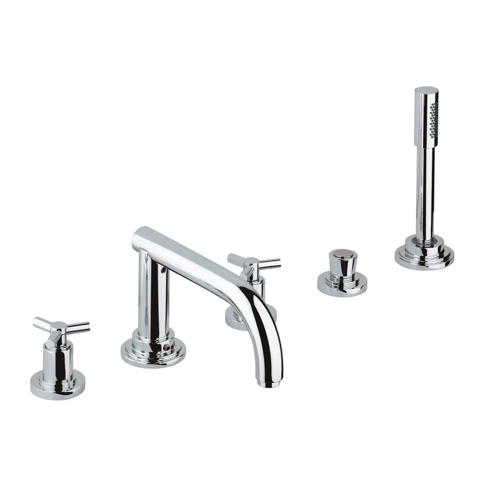 5-Hole 2-Handle Deck Mount Roman Tub Faucet with 2.5 GPM Hand Shower - Image 3