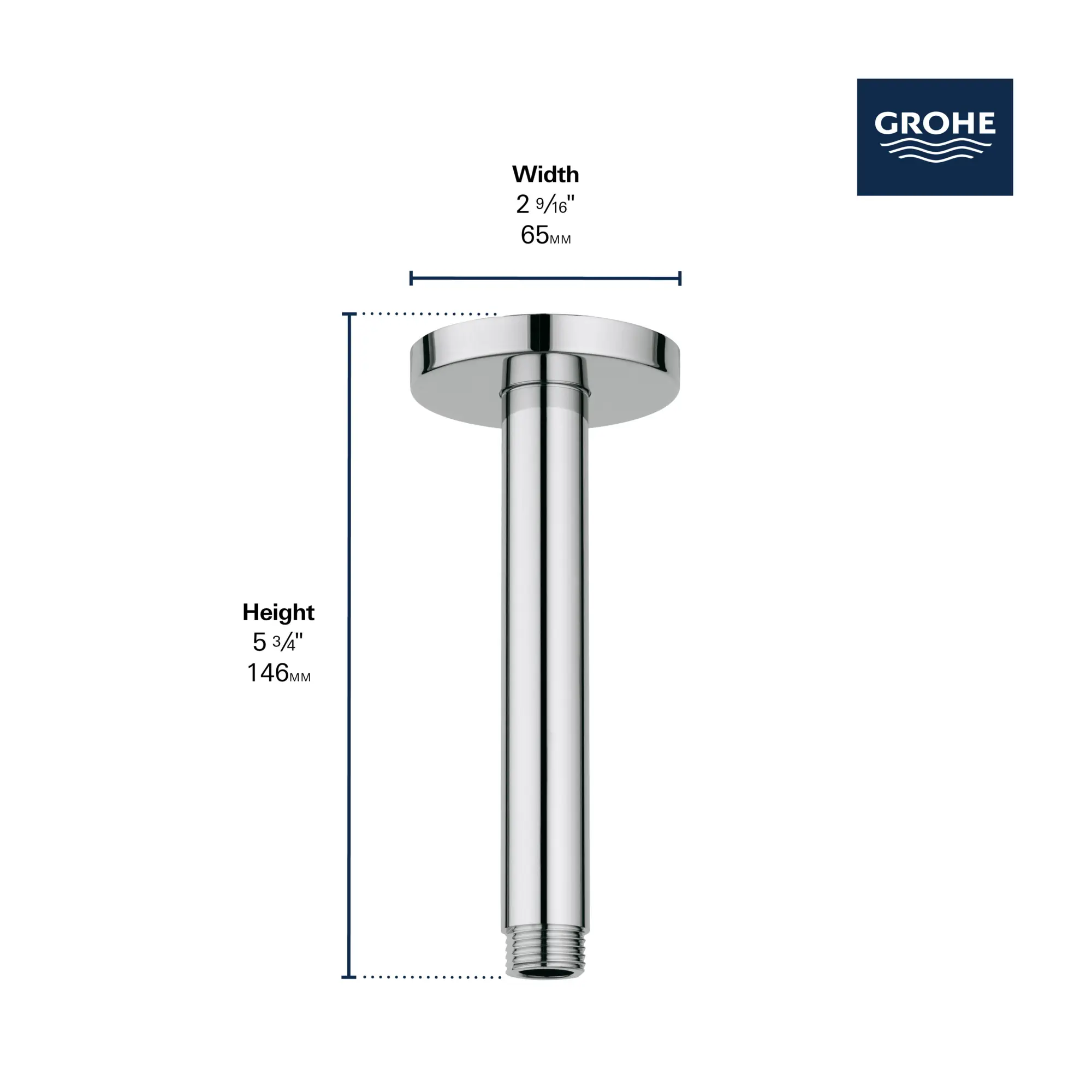 Rainshower Round 6" Ceiling Shower Arm - Image 3
