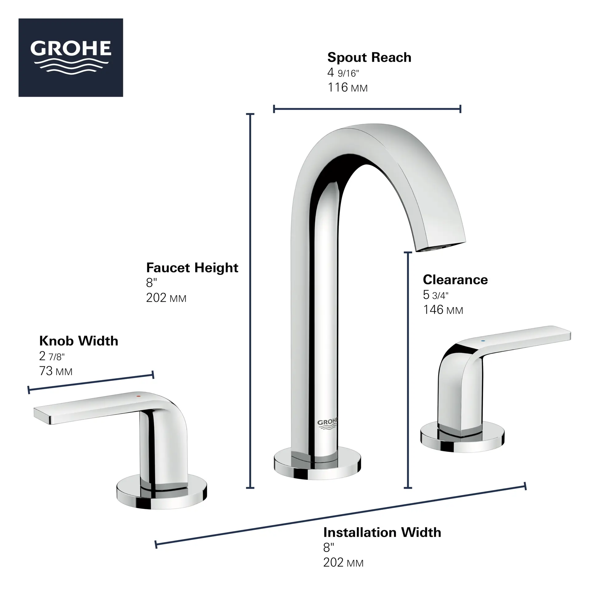 8-inch Widespread 2-Handle M-Size Bathroom Faucet, 1.2 GPM (4.5 L/min) - Image 4