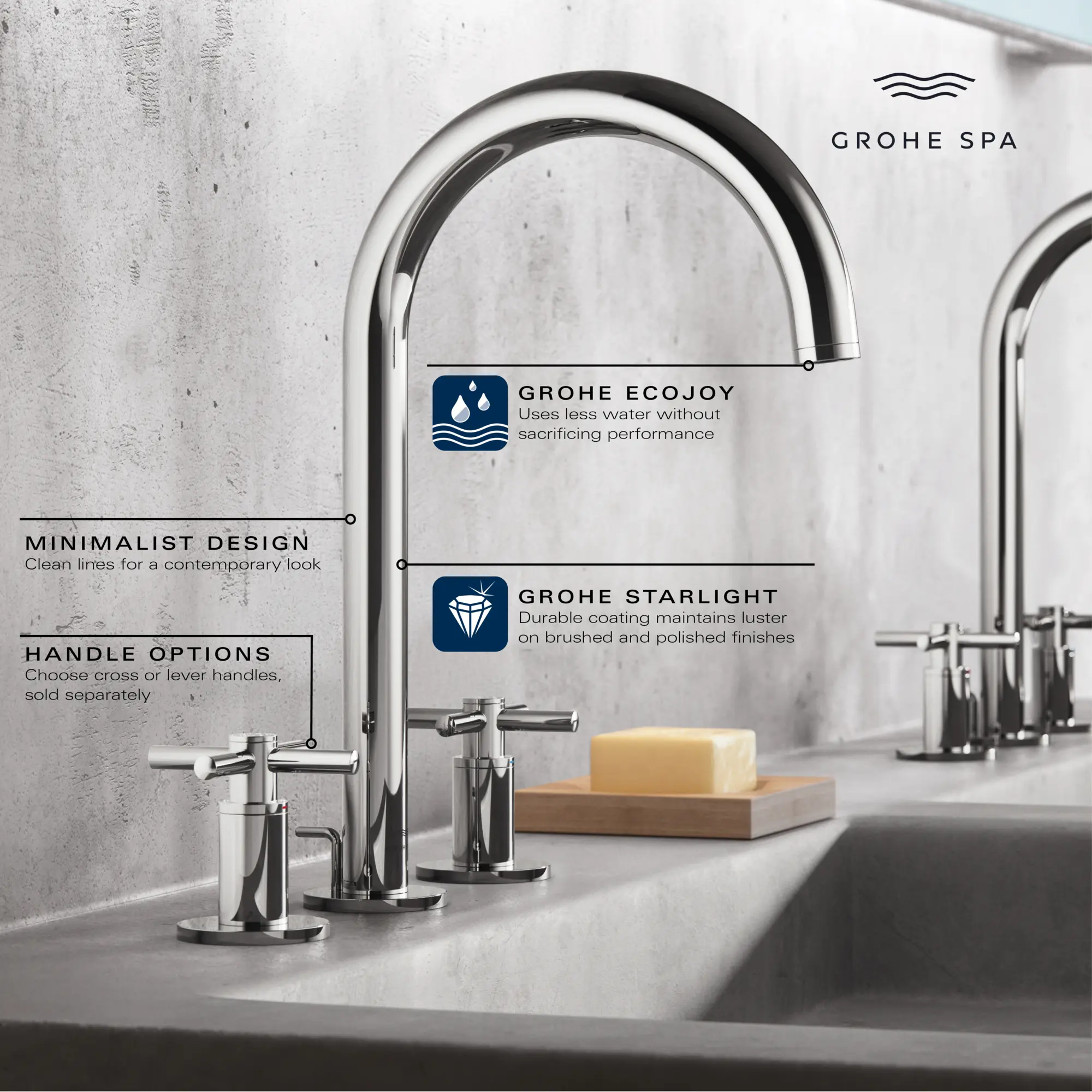 Atrio 8-inch Widespread 2-Handle M-Size Bathroom Faucet without Handles, 1.2 GPM (4.5 L/min) - Image 13