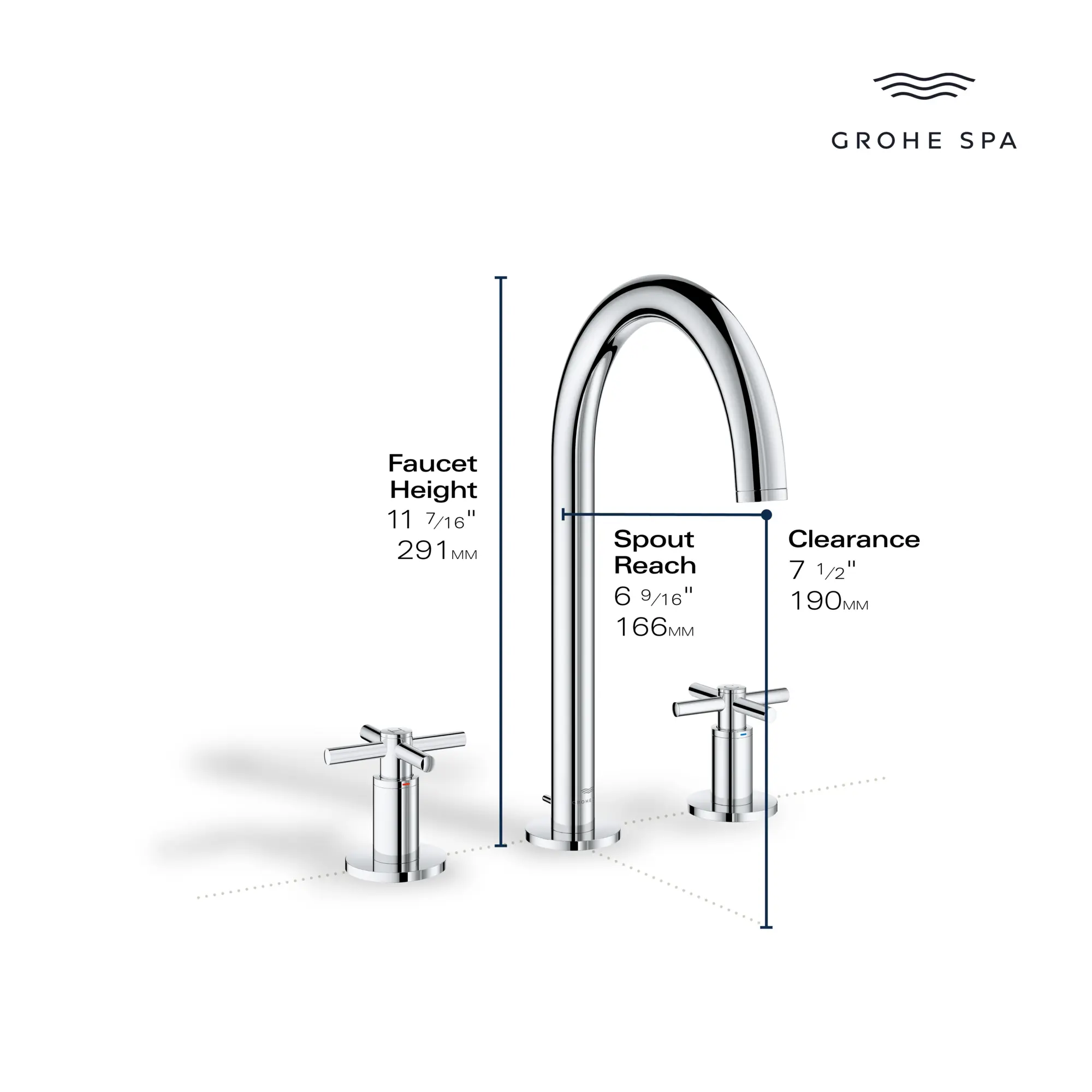 Atrio 8-inch Widespread 2-Handle M-Size Bathroom Faucet without Handles, 1.2 GPM (4.5 L/min) - Image 15
