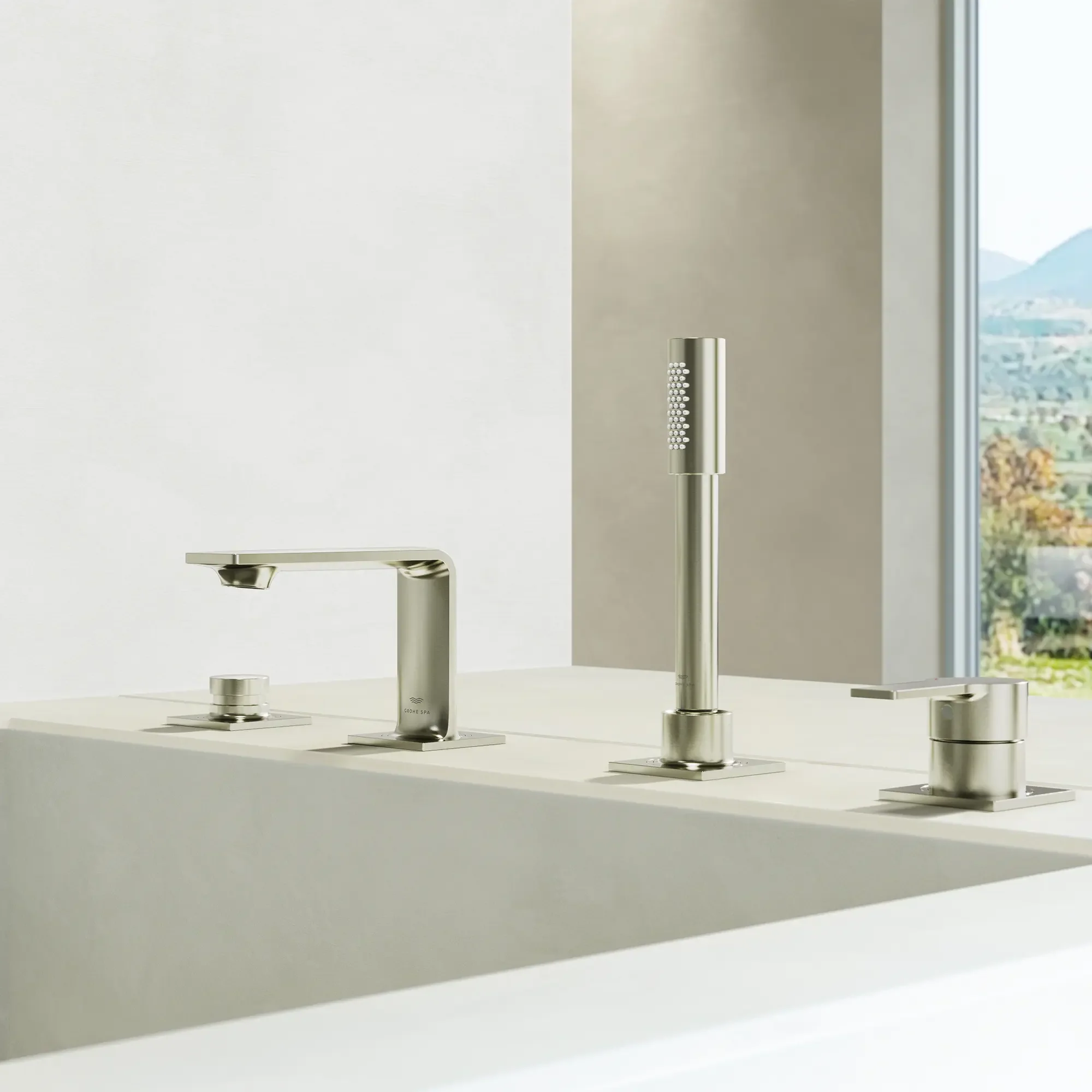 Allure 4-Hole Single-Handle Deck Mount Roman Tub Faucet with 1.75 GPM (6.6 L/min) Hand Shower - Image 14