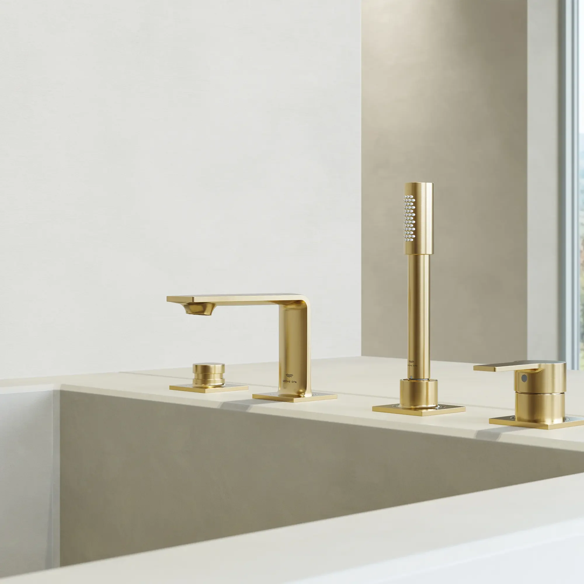 Allure 4-Hole Single-Handle Deck Mount Roman Tub Faucet with 1.75 GPM (6.6 L/min) Hand Shower - Image 4