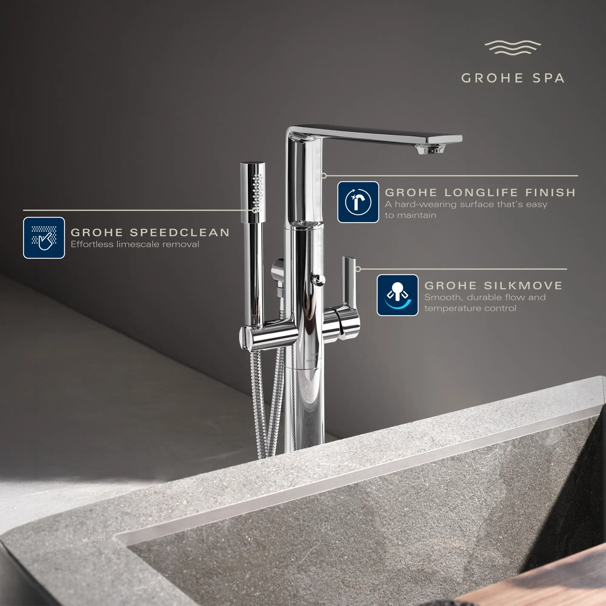 Allure Single-Handle Freestanding Tub Faucet with 1.75 GPM (6.6 L/min) Hand Shower - Image 7