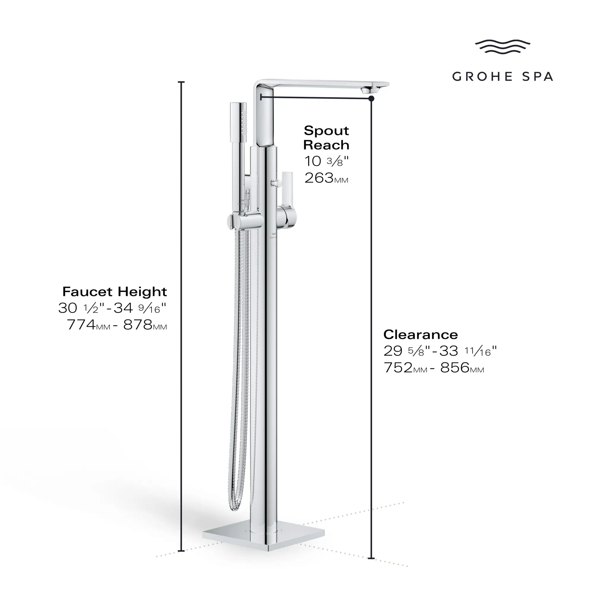 Allure Single-Handle Freestanding Tub Faucet with 1.75 GPM (6.6 L/min) Hand Shower - Image 8