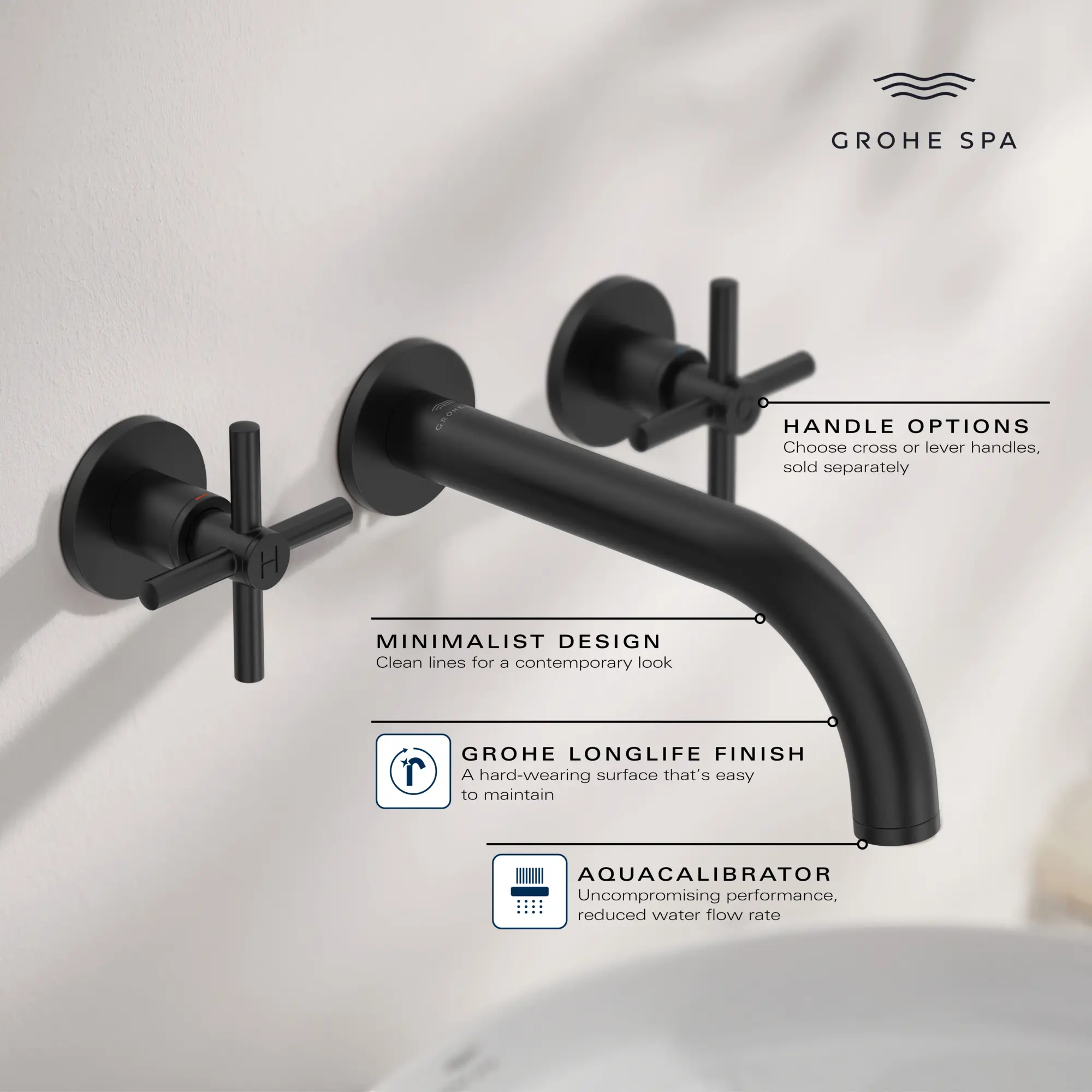 Atrio 2-Handle Wall Mount Faucet without Handles, 1.2 GPM (4.5L.min) - Image 10