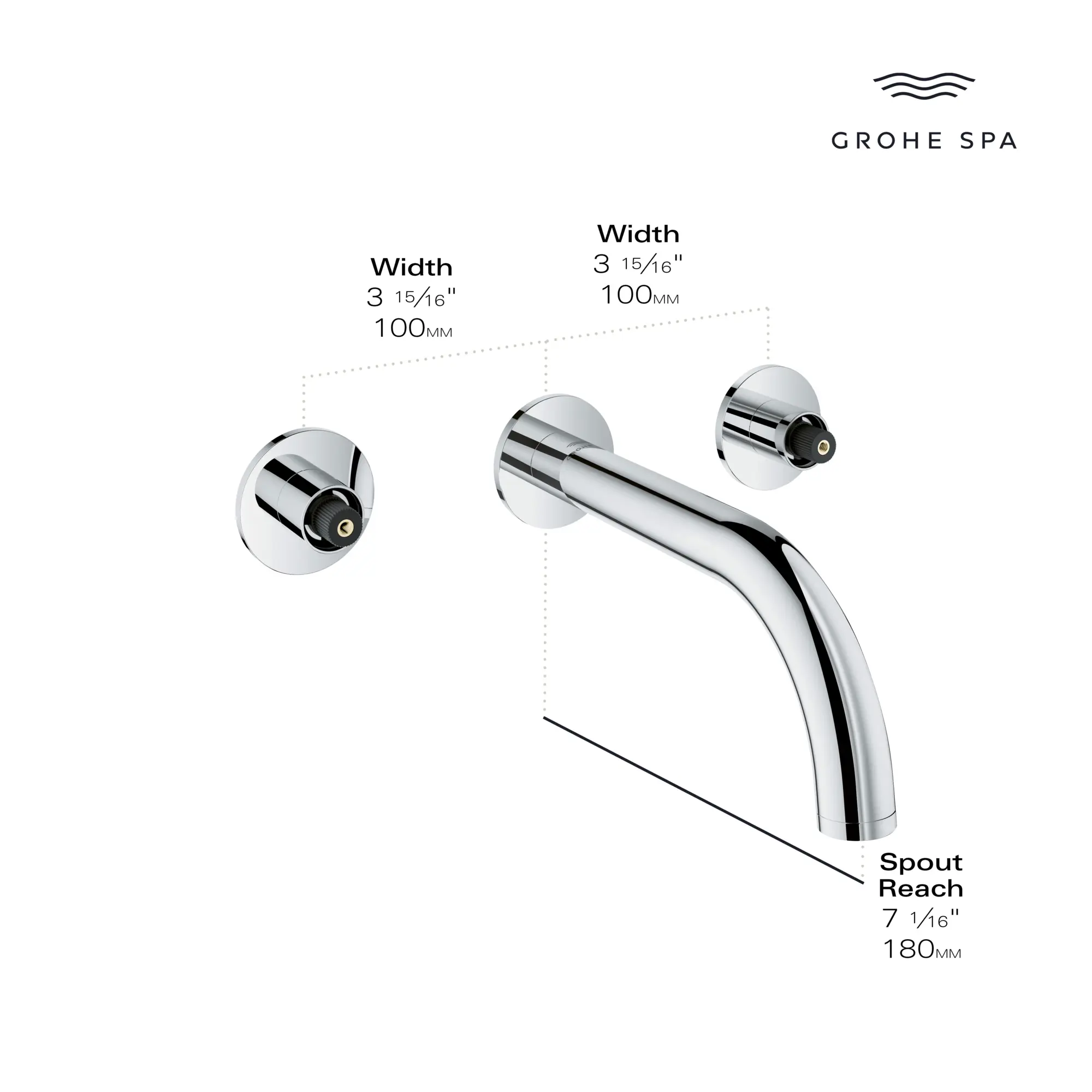 Atrio 2-Handle Wall Mount Faucet without Handles, 1.2 GPM (4.5L.min) - Image 11