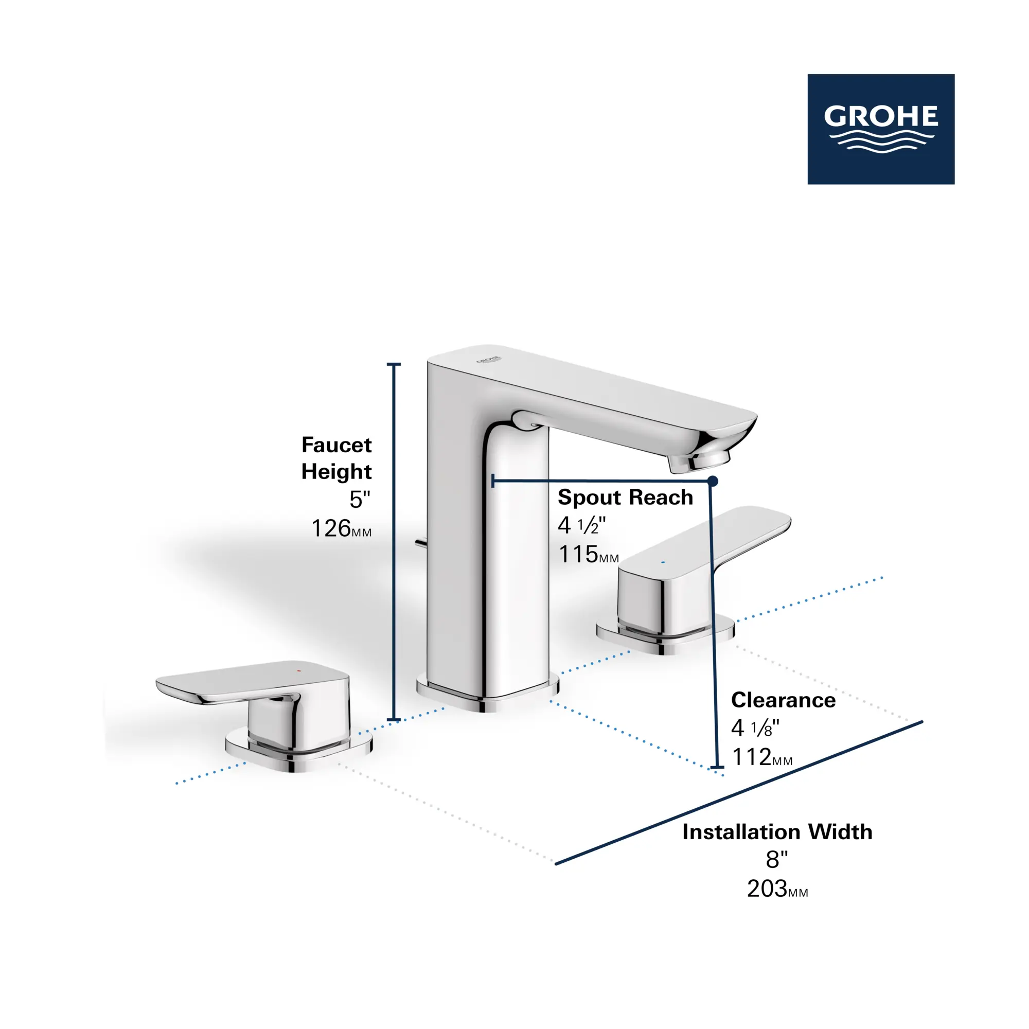 Cubeo 8" Widespread 2-Handle Bathroom Faucet, 1.2 gpm (4.5 L/min) - Image 13