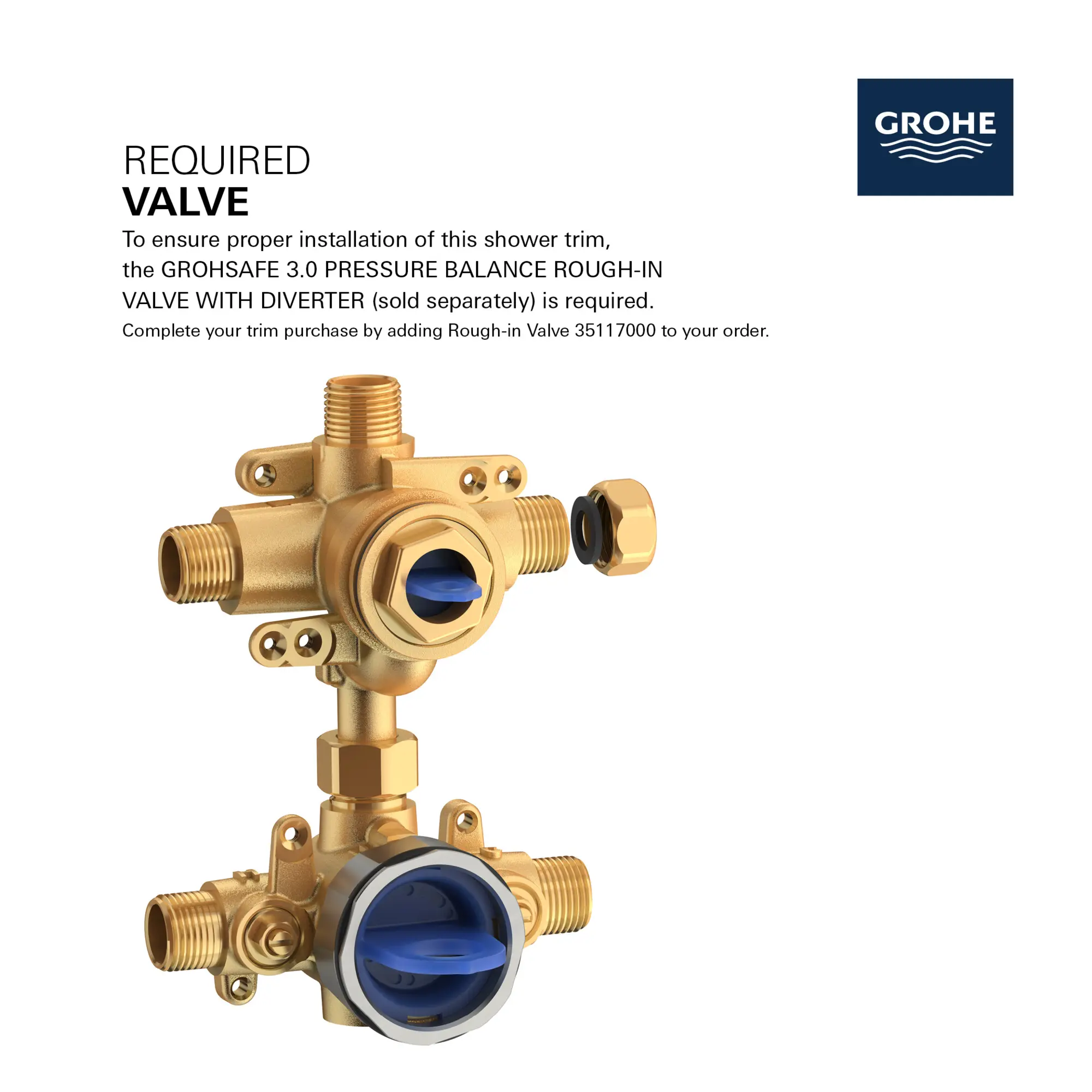 EUROCUBE PRESSURE BALANCE VALVE TRIM WITH 2-WAY DIVERTER WITH CARTRIDGE - Image 6