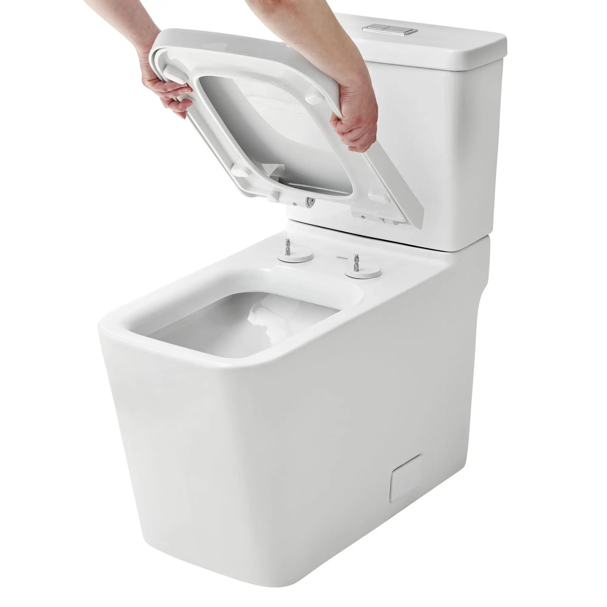Eurocube Right Height Elongated Toilet Bowl with Seat Less Tank - Image 3