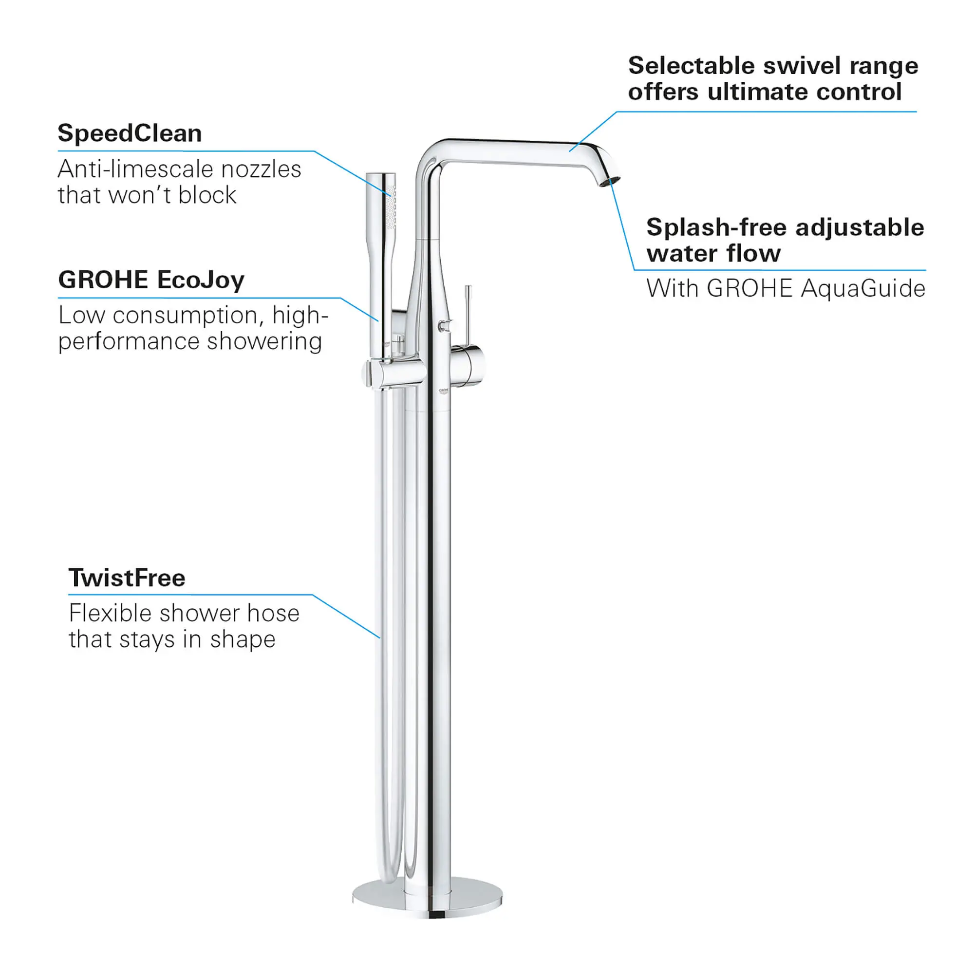 Floor Standing Tub Filler with Hand Shower - Image 5