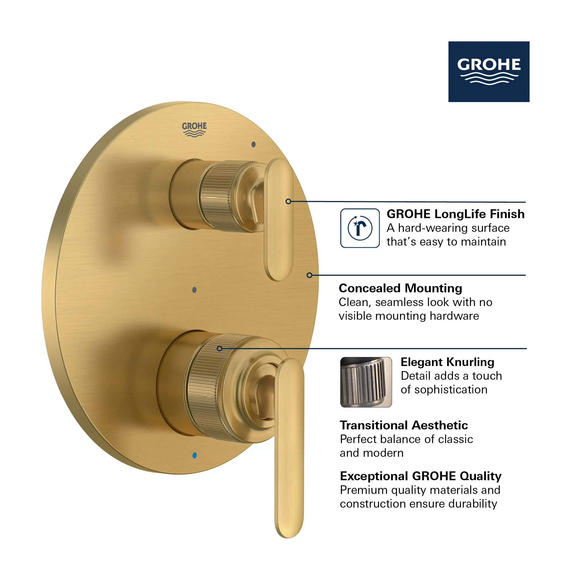 Listra 2-Handle Pressure Balance Valve Trim with 2-Way Diverter with Cartridge - Image 7