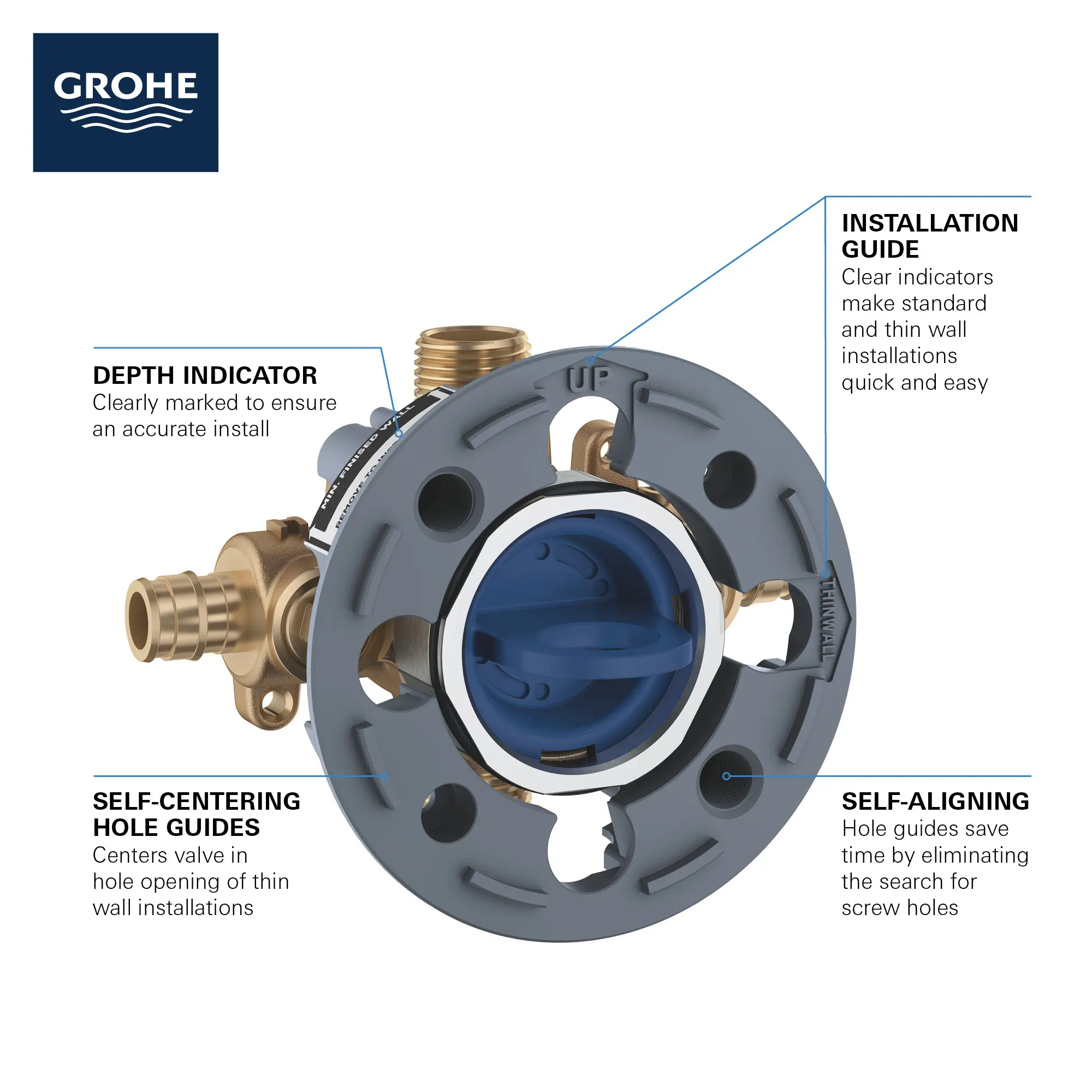 Pressure Balance Rough-In Valve 1/2" PEX Cold Expansion (ASTM F1960) Inlets - Image 6