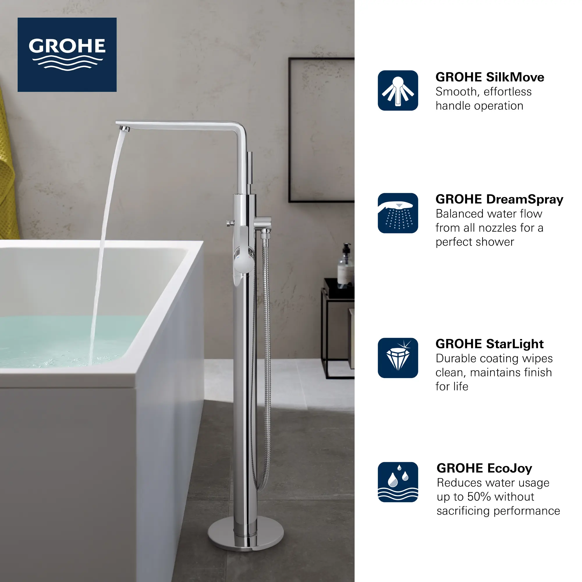Single-Handle Freestanding Tub Faucet with 1.75 GPM (6.6 L/min) Hand Shower - Image 12