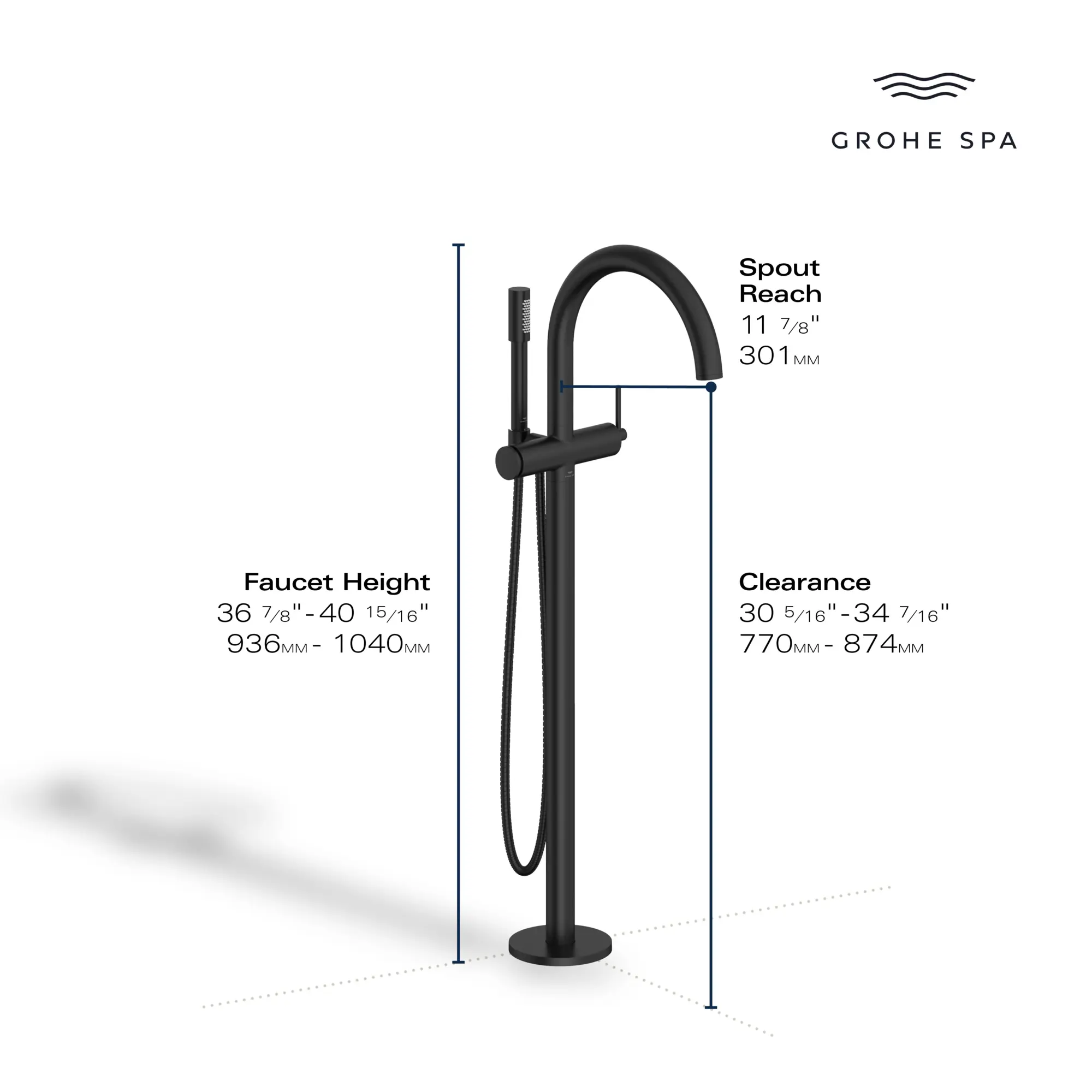 Atrio Single-Handle Freestanding Tub Faucet with 1.75 GPM (6.6 L/min) Hand Shower - Image 14