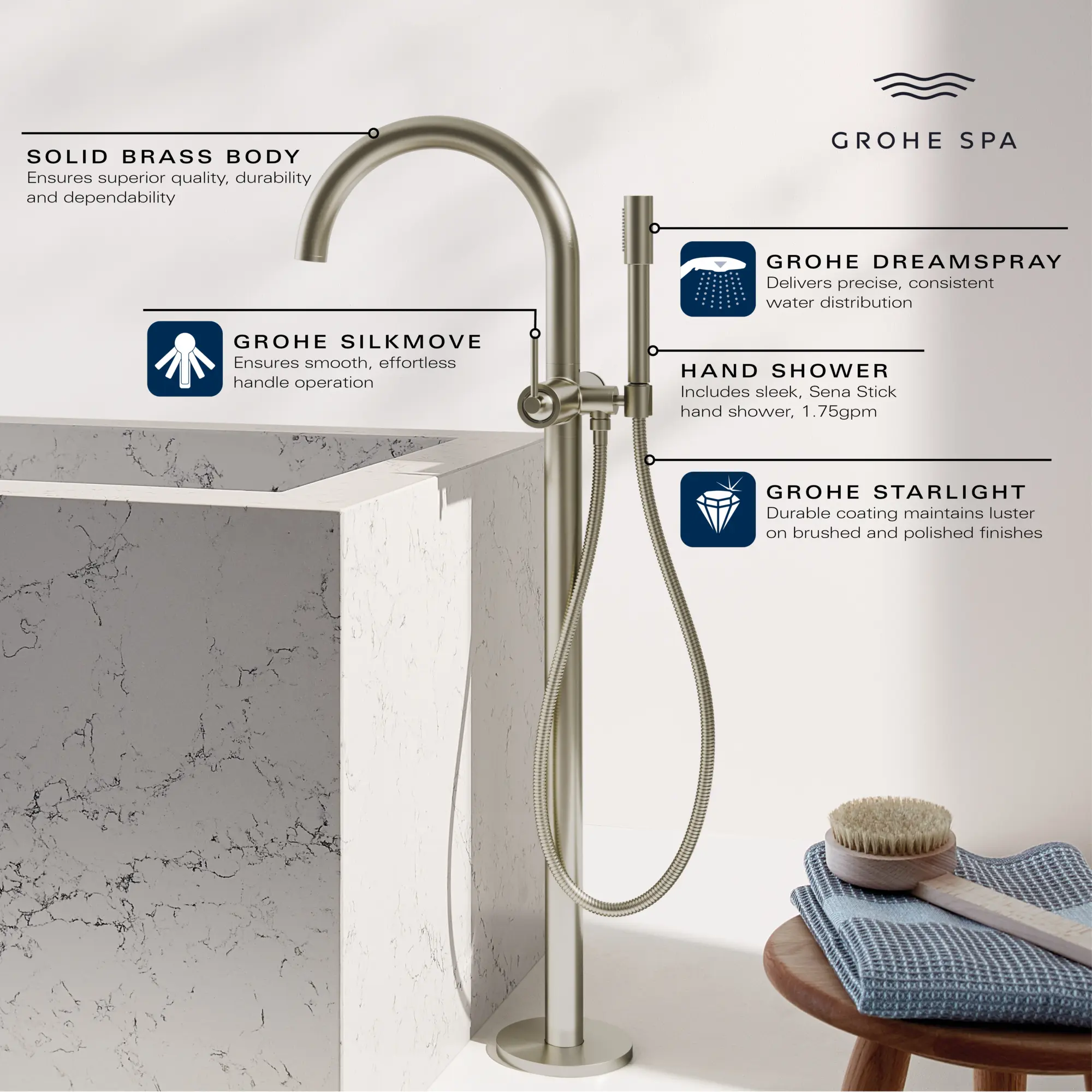 Atrio Single-Handle Freestanding Tub Faucet with 1.75 GPM (6.6 L/min) Hand Shower - Image 16