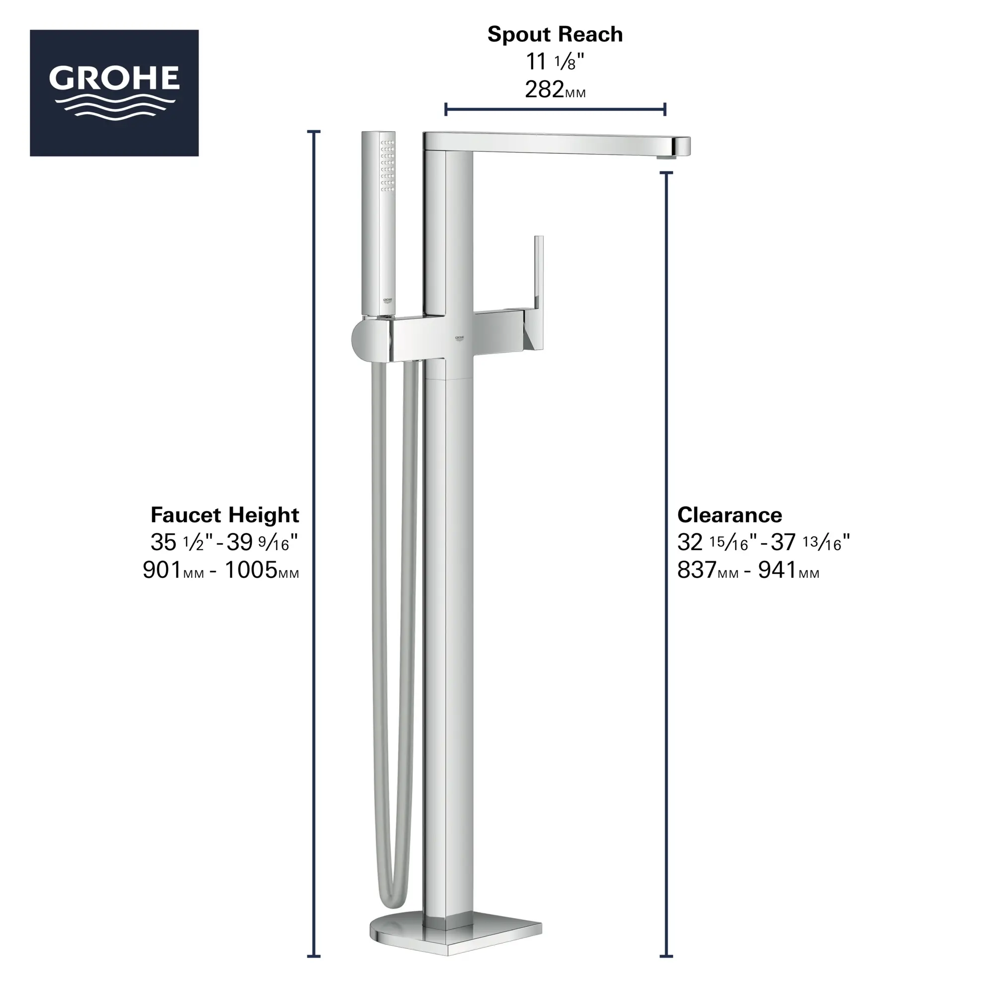 Single-Handle Freestanding Tub Faucet with 1.75 GPM (6.6 L/min) Hand Shower - Image 4