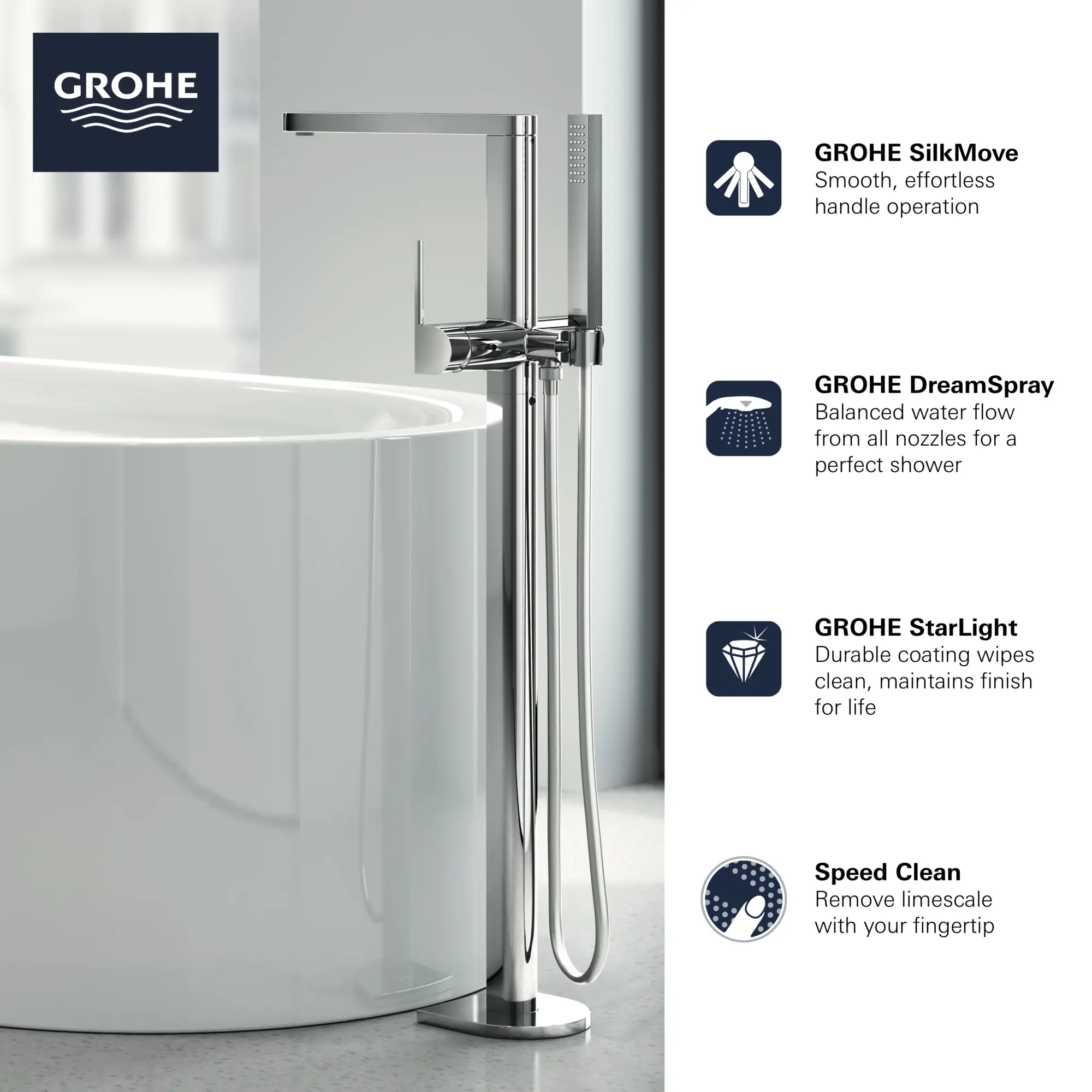 Single-Handle Freestanding Tub Faucet with 1.75 GPM (6.6 L/min) Hand Shower - Image 5