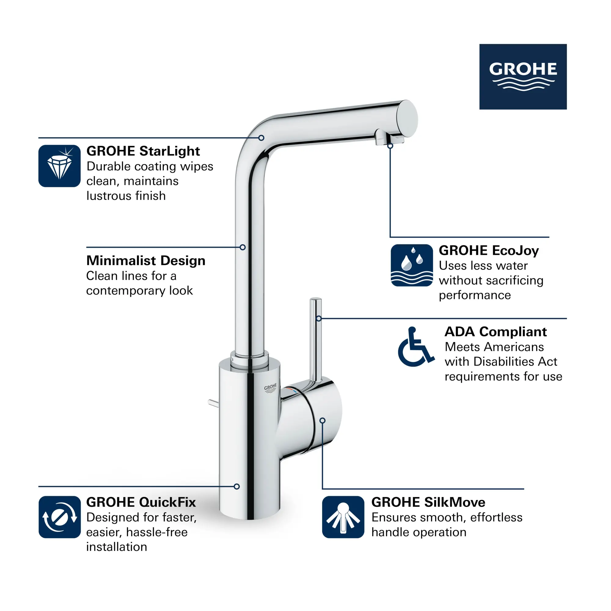 Single Hole Single-Handle L-Size Bathroom Faucet, 1.2 GPM (4.5 L/min) - Image 4