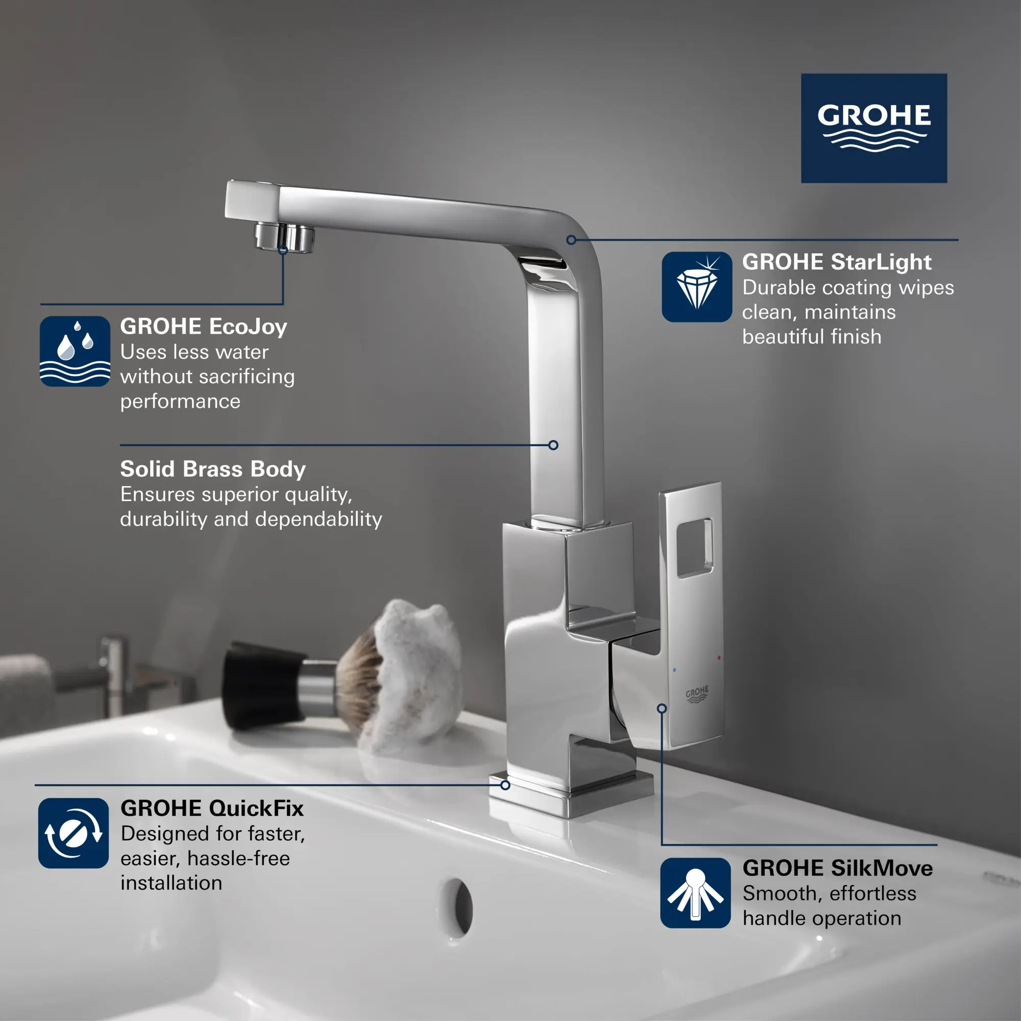Single Hole Single-Handle L-Size Bathroom Faucet, 1.2 GPM (4.5 L/min) - Image 3