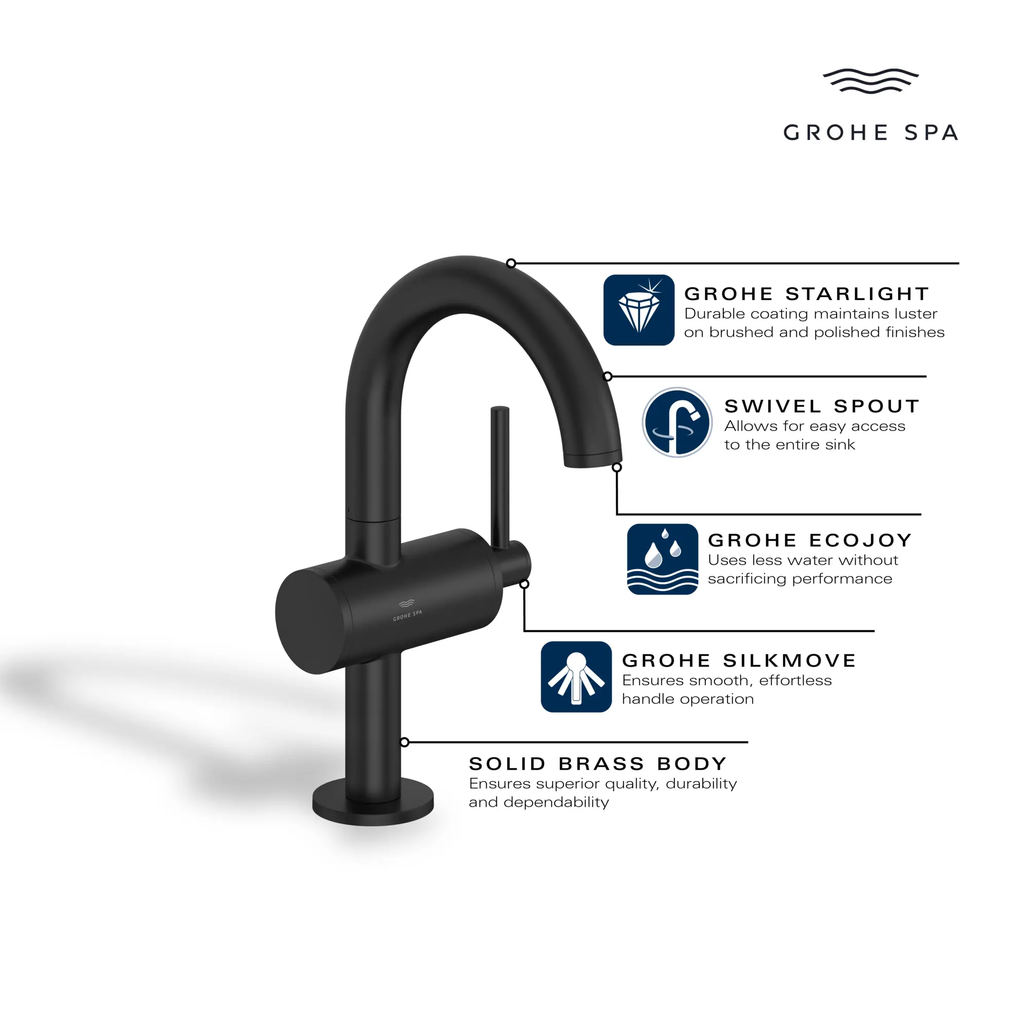 Atrio Single Hole Single-Handle M-Size Bathroom Faucet, 1.2 GPM (4.5 L/min) - Image 5