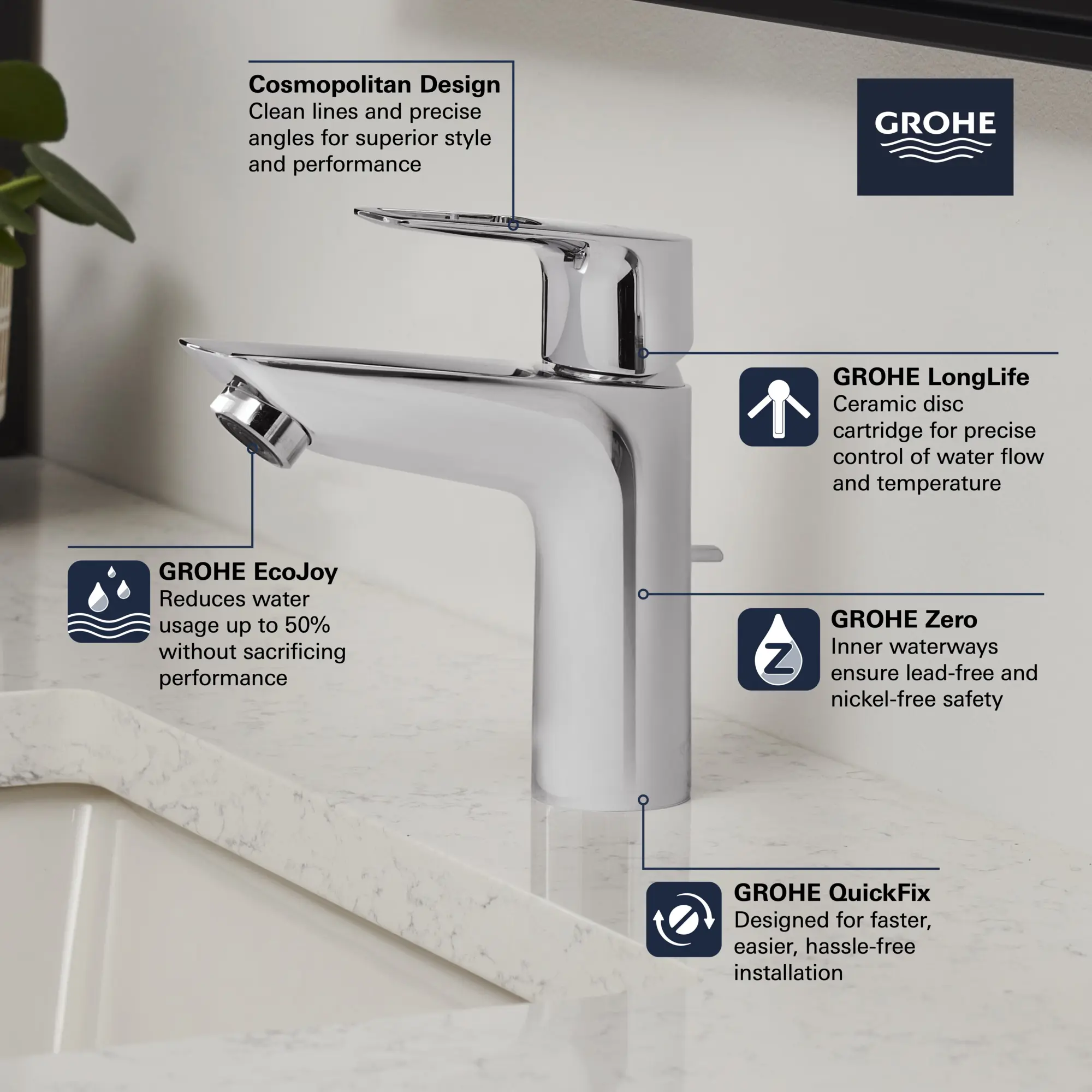 Single Hole Single-Handle M-Size Bathroom Faucet, 1.2 GPM (4.5 L/min) - Image 10