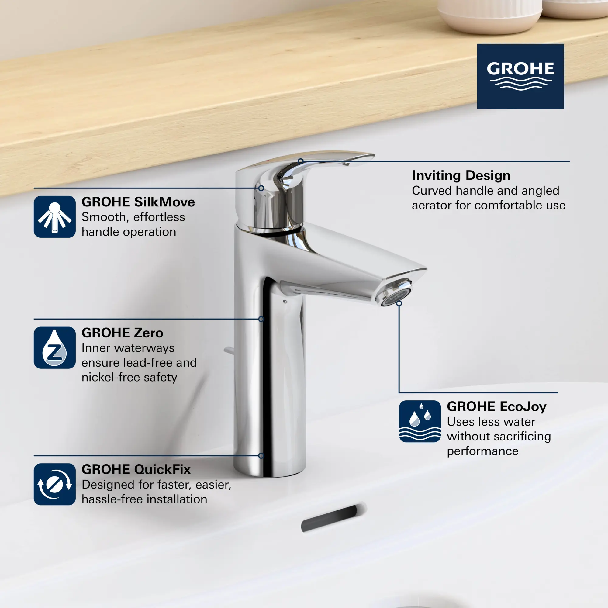 Single Hole Single-Handle M-Size Bathroom Faucet, 1.2 GPM (4.5 L/min) - Image 7