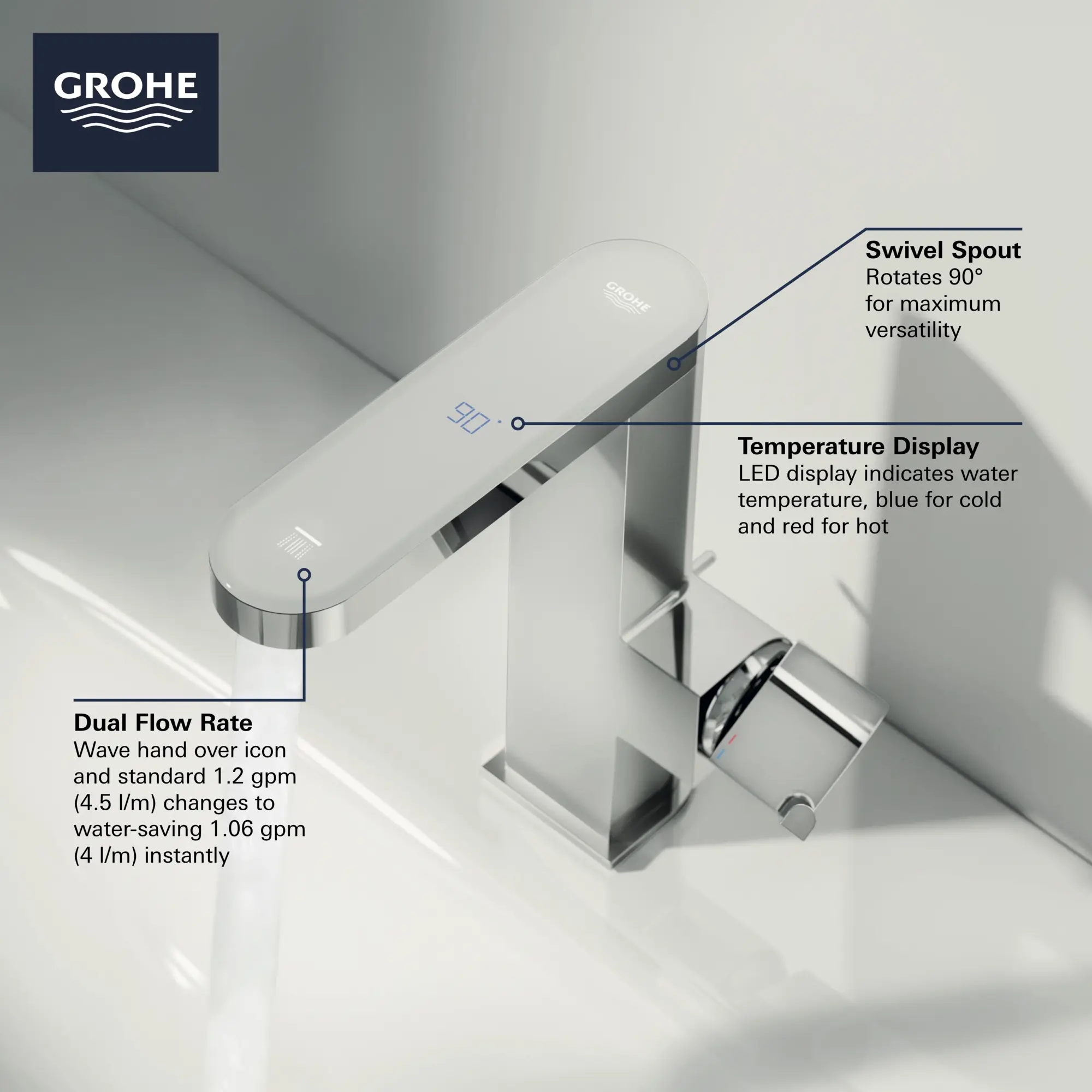 Single Hole Single-Handle M-Size Bathroom Faucet 1.2 GPM - Image 4