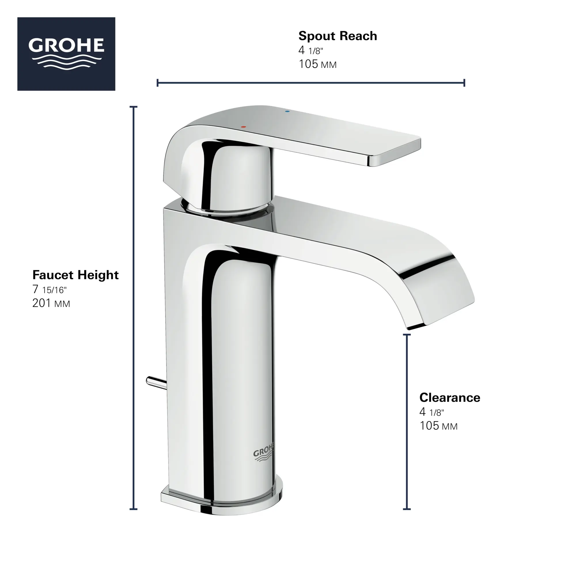 Single Hole Single-Handle S-Size Bathroom Faucet, 1.2 GPM (4.5 L/min) - Image 4