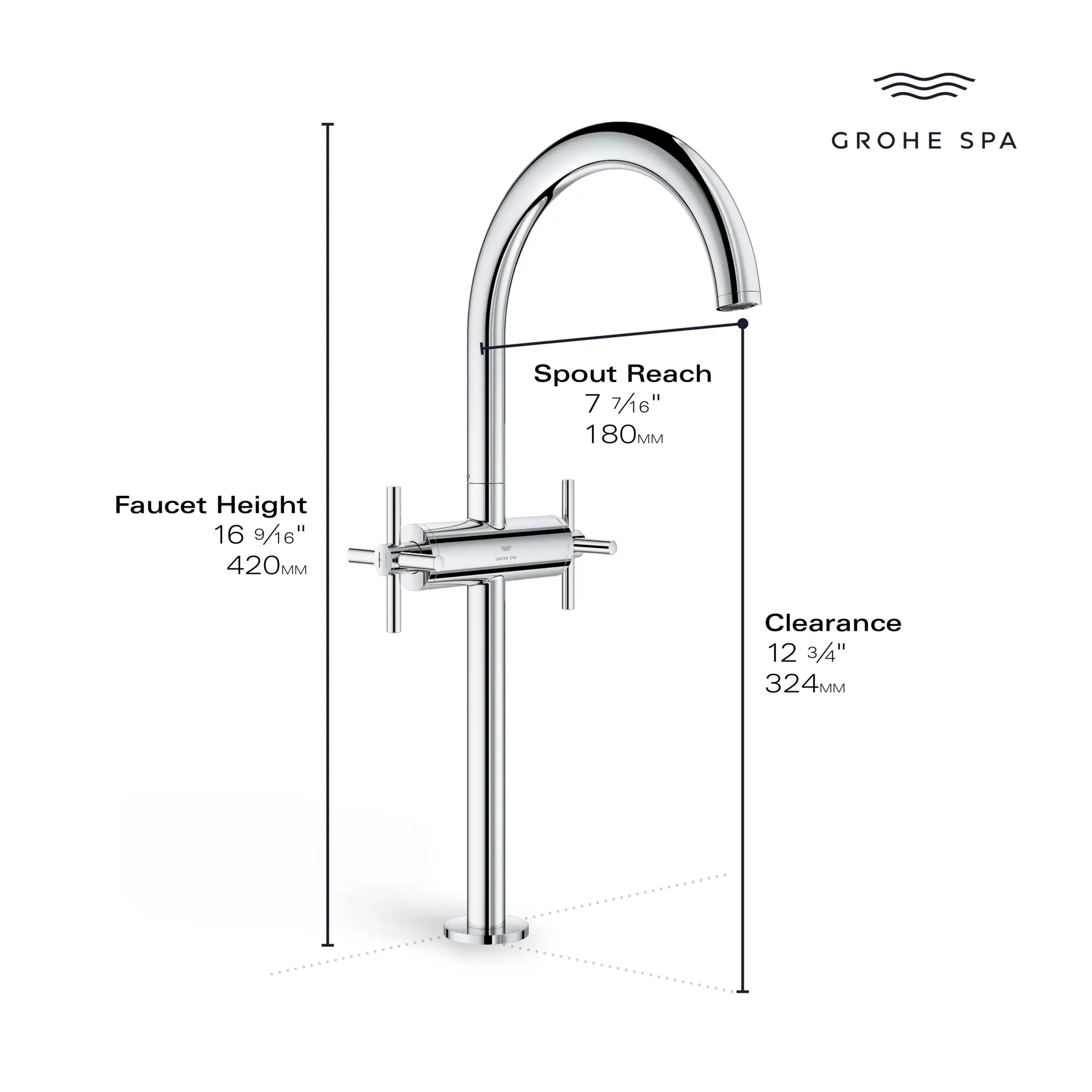 Atrio Single Hole Two-Handle Vessel Sink Faucet without Handles, 1.2 GPM (4.5 L/min) - Image 11