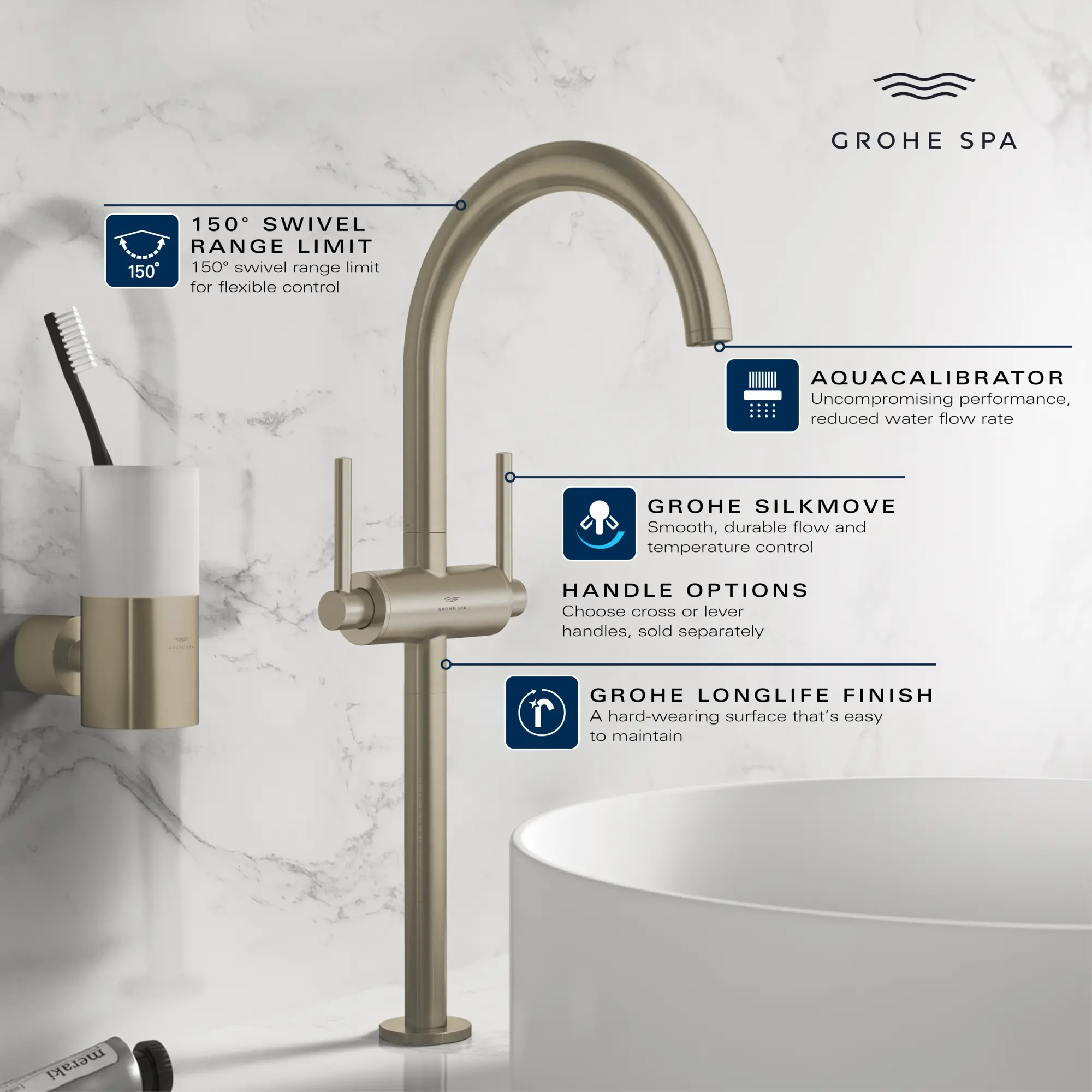 Atrio Single Hole Two-Handle Vessel Sink Faucet without Handles, 1.2 GPM (4.5 L/min) - Image 7
