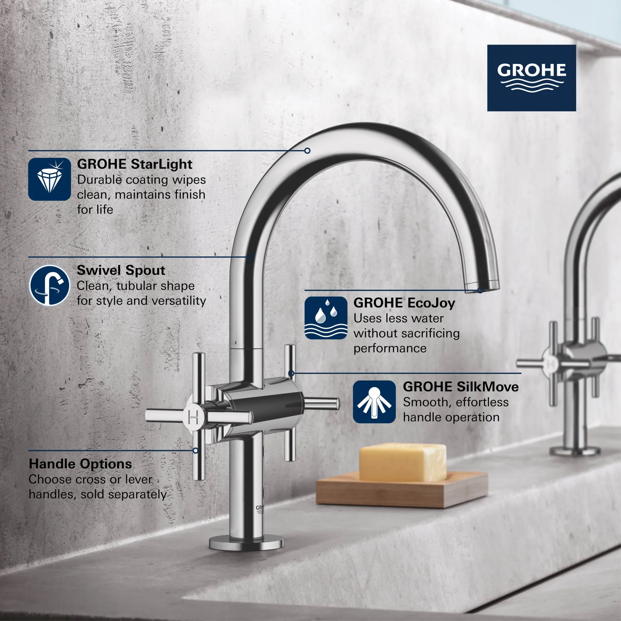 Single Hole Two-Handle M-Size Bathroom Faucet 1.2 GPM - Image 19