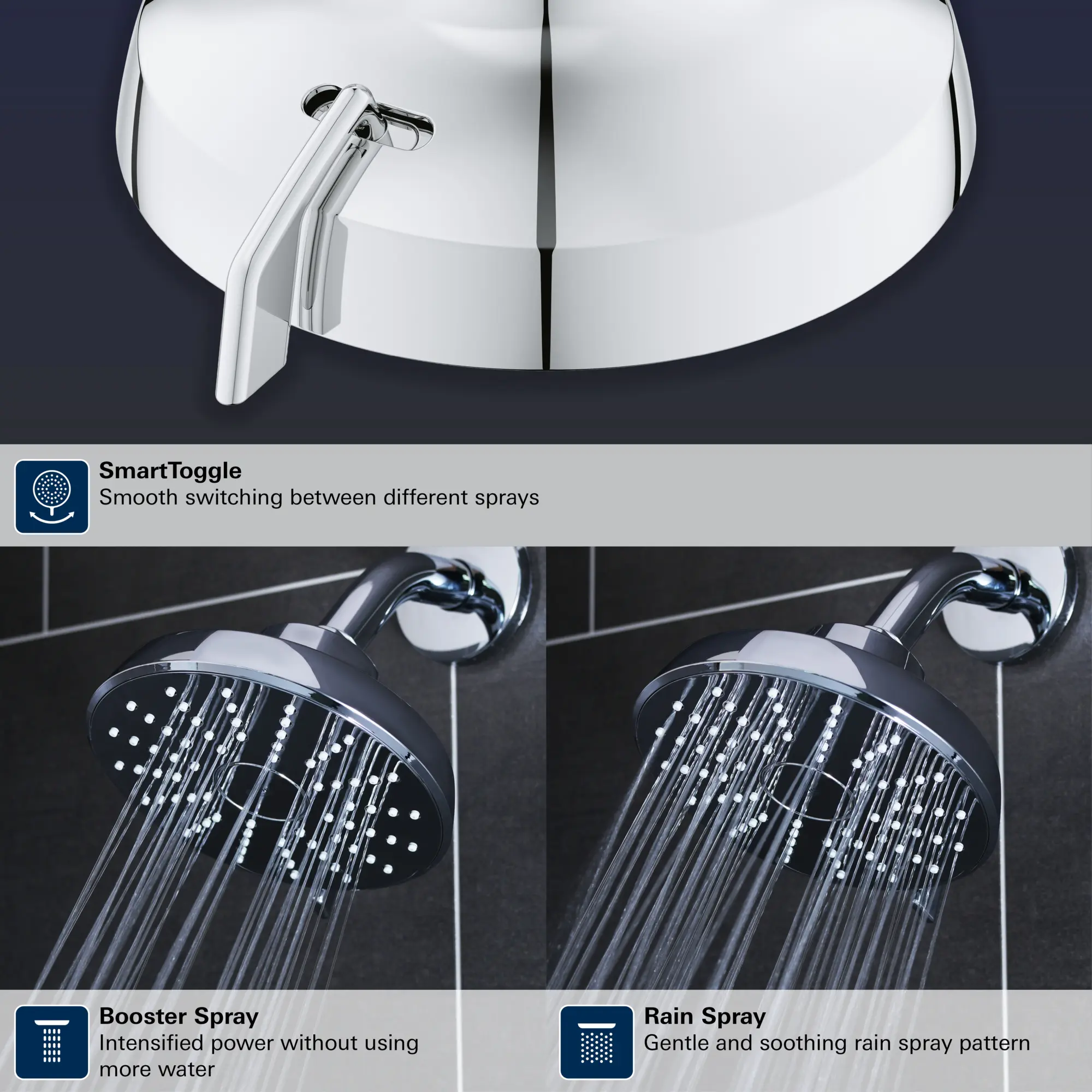 Tempesta 140 with AquaBooster Round Multi Spray Shower Head 1.75 GPM (6.6L/min) - Image 20